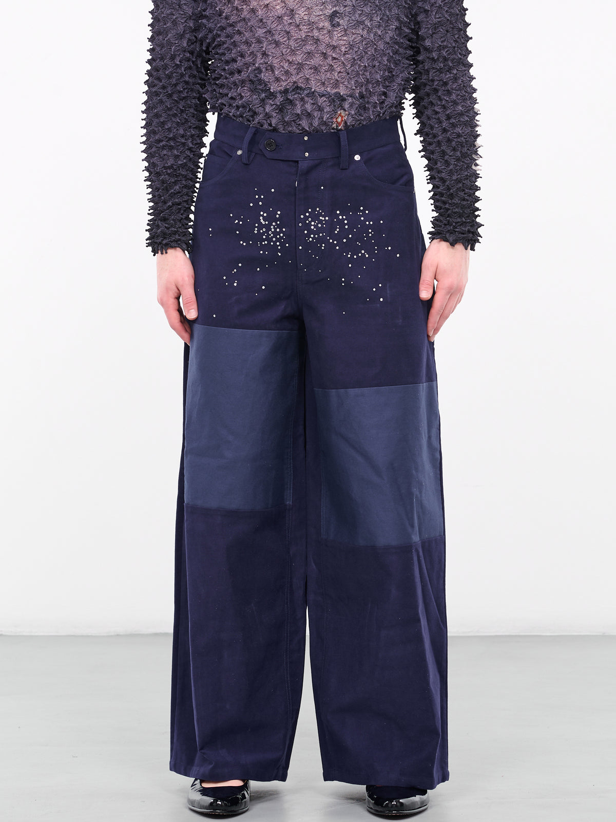 Patch Embellished Pants (PT0223-NAVY)