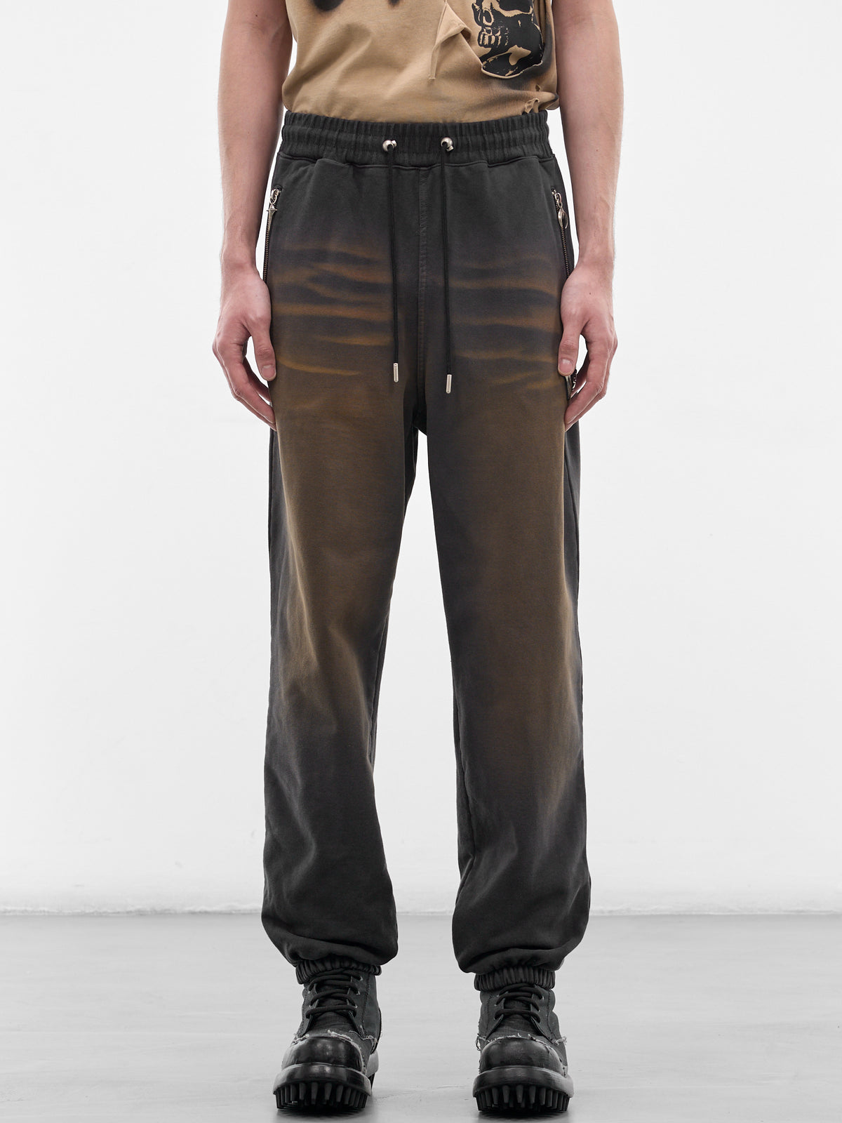 Two-Tone Washed Joggers (PT0303-RUST-BLACK)