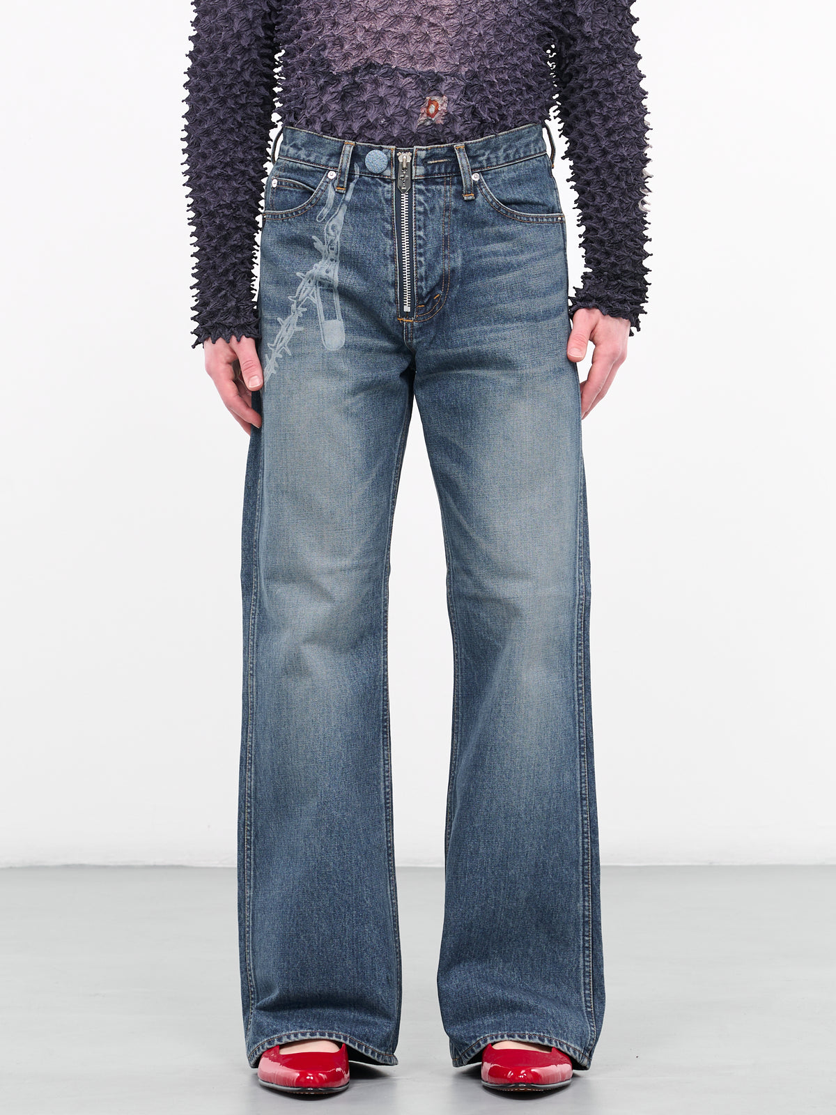 Bleached Chain Jeans (PT0323C-INDIGO)