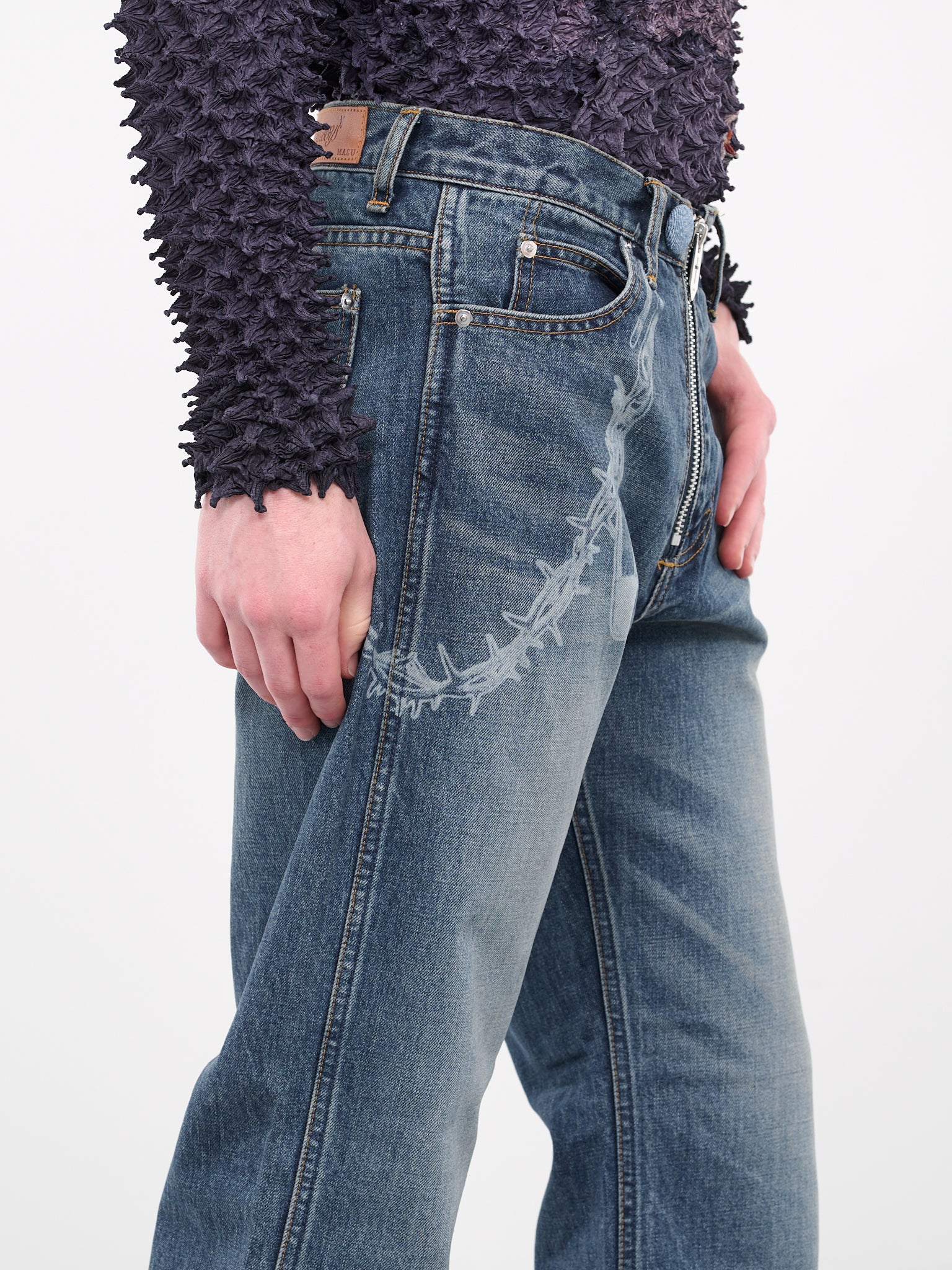Bleached Chain Jeans (PT0323C-INDIGO)