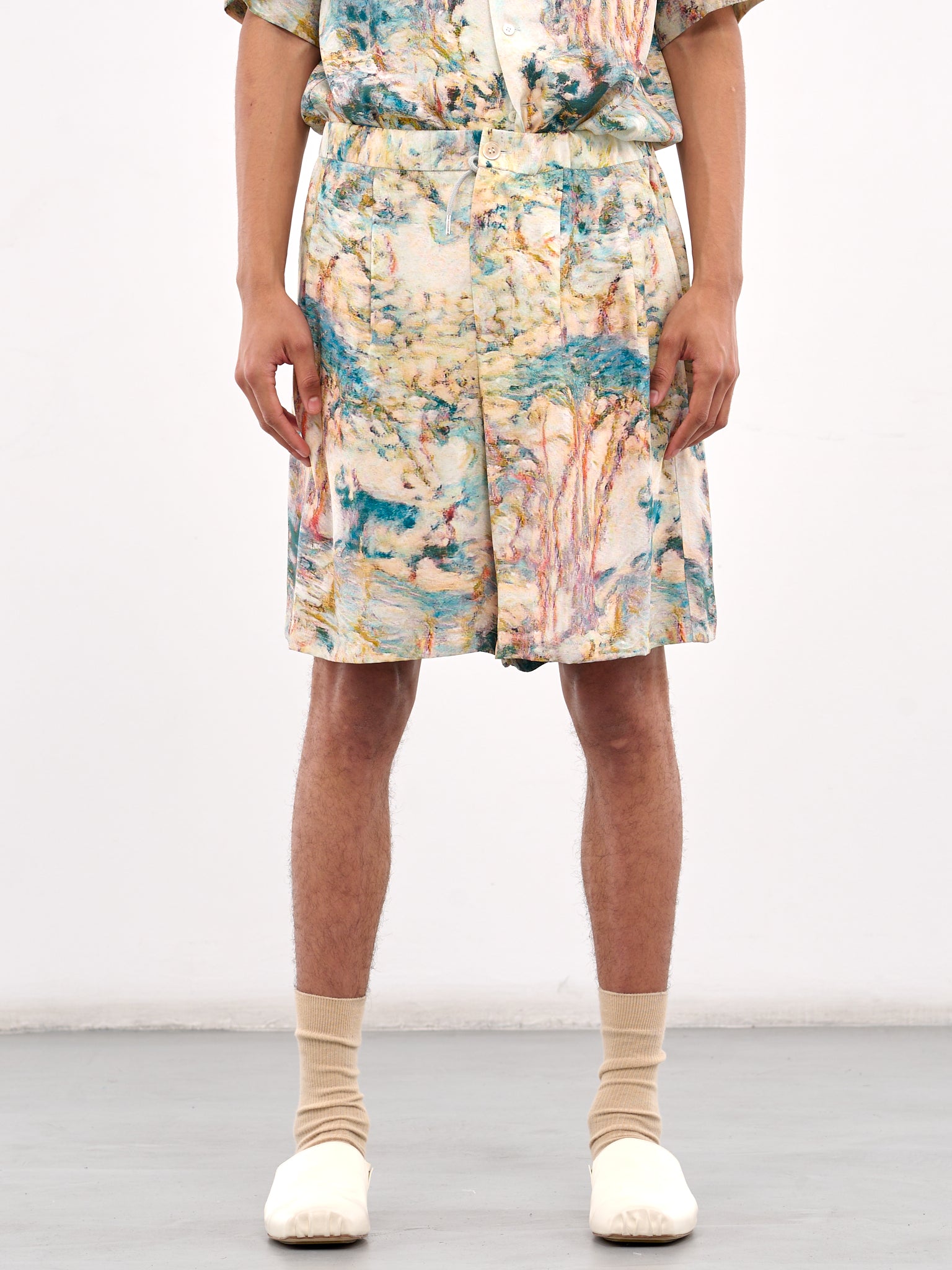 Printed Drawstring Shorts (PT035-BEIGE)