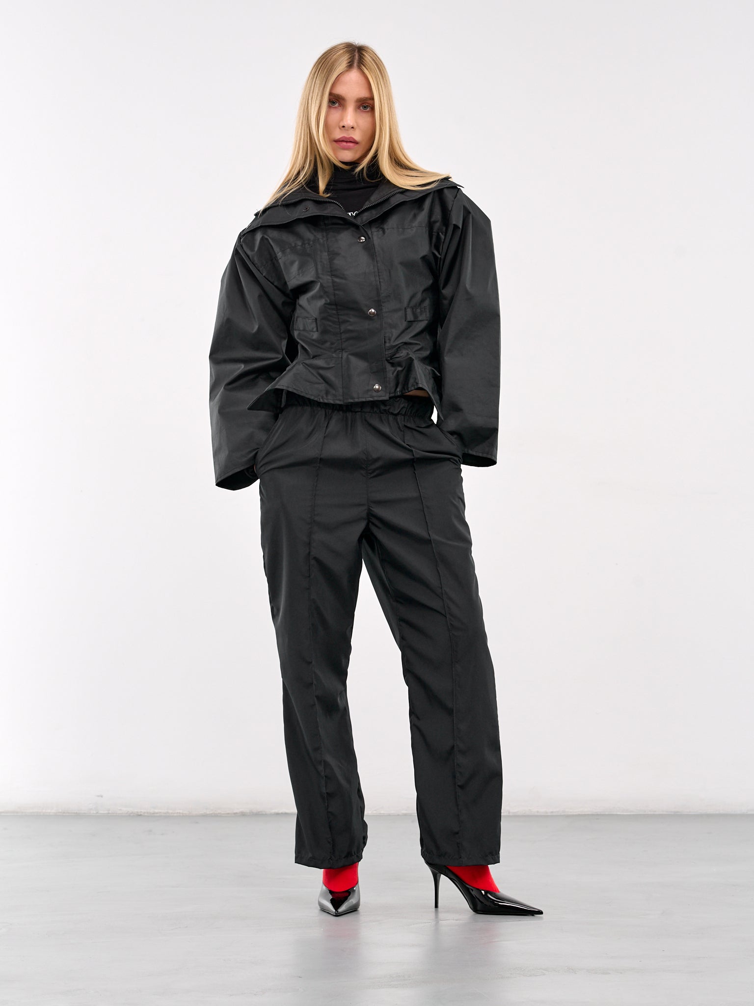 Elasticated Nylon Tailored Trousers (PT07TPA01MWB-BLACK)