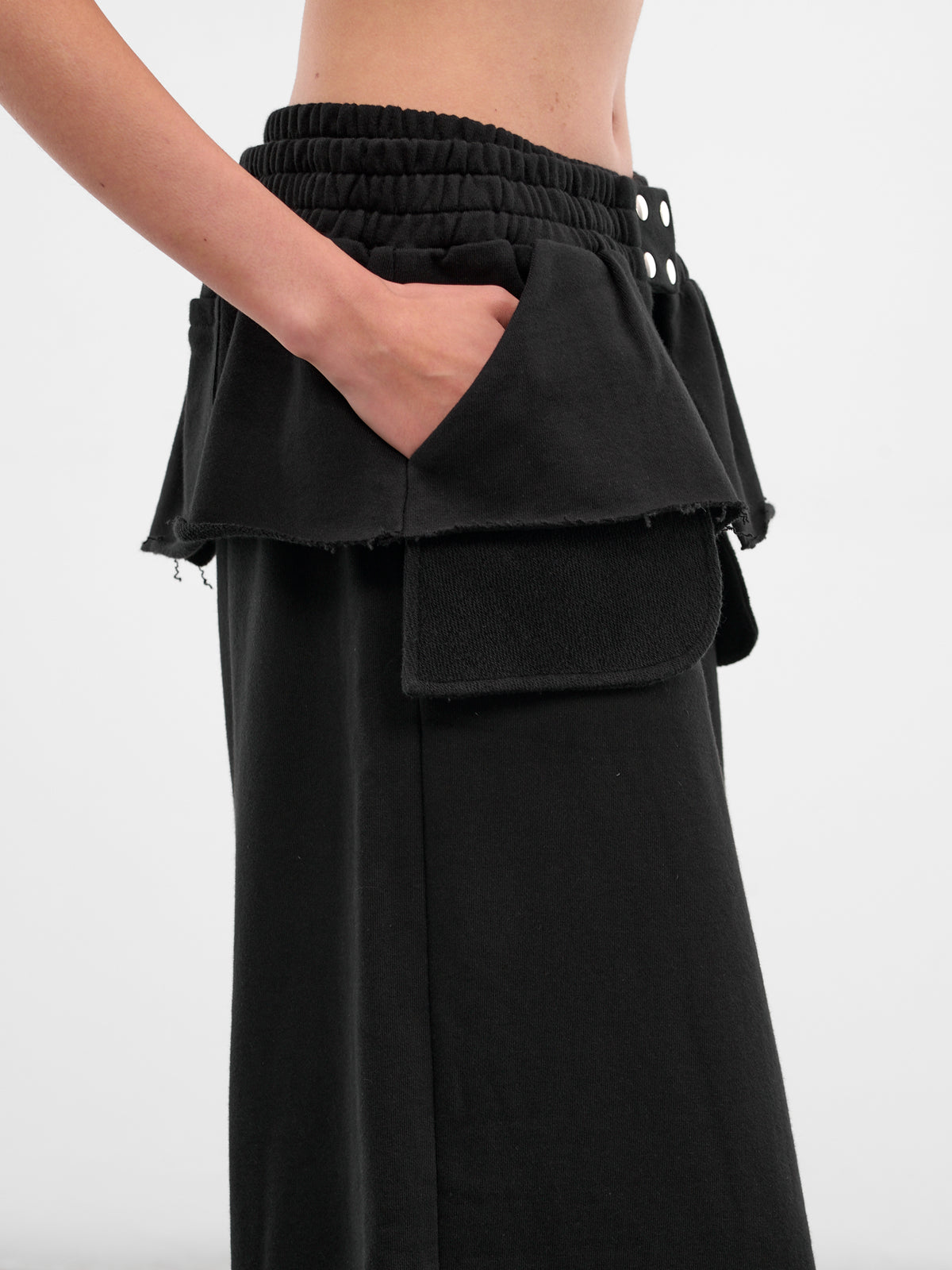 Black Layered Cotton Sweatpants (PT08-BLACK)