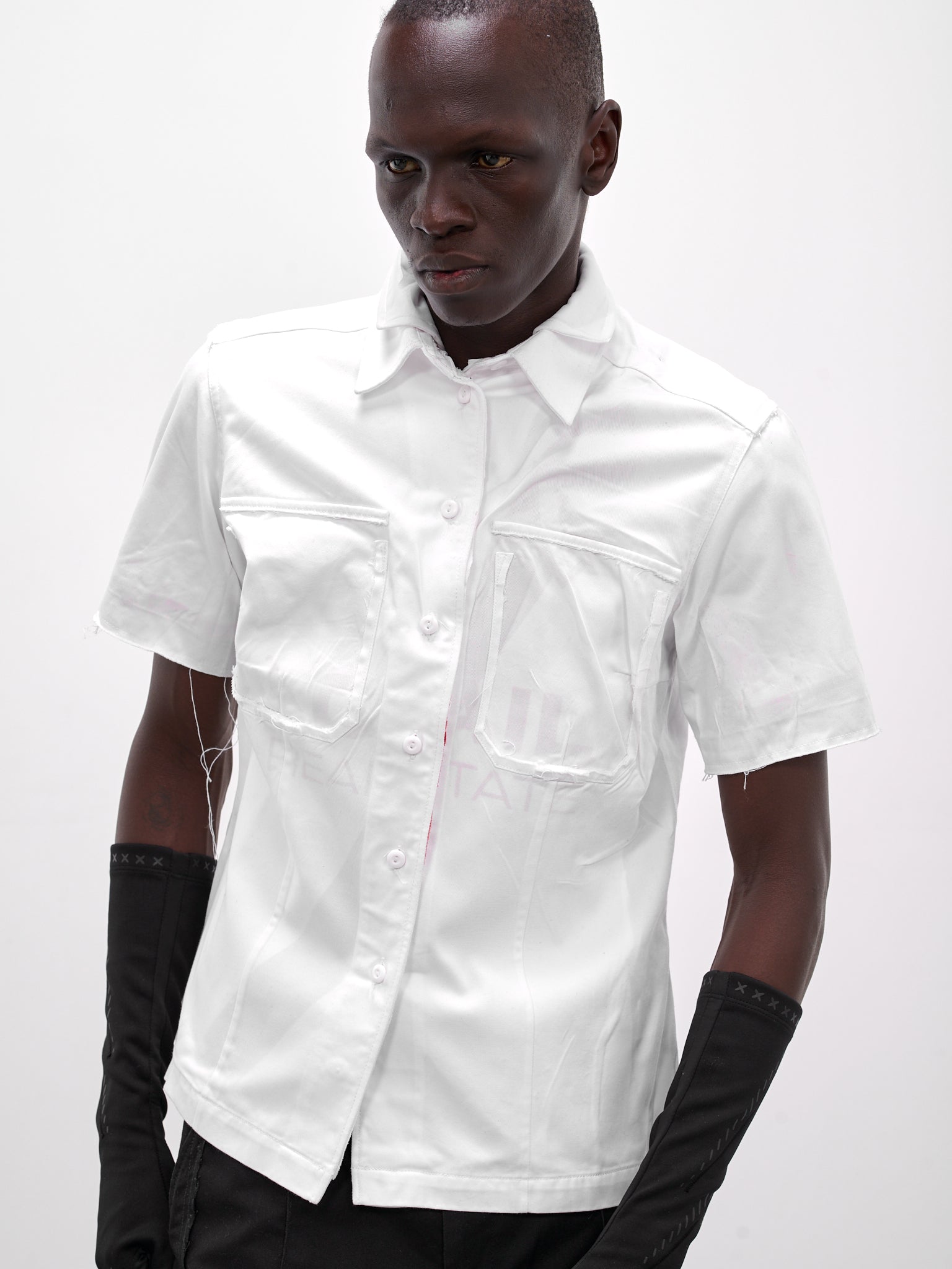 White Deconstructed Bonded Layering Shirt (PT08ART04-WHITE)