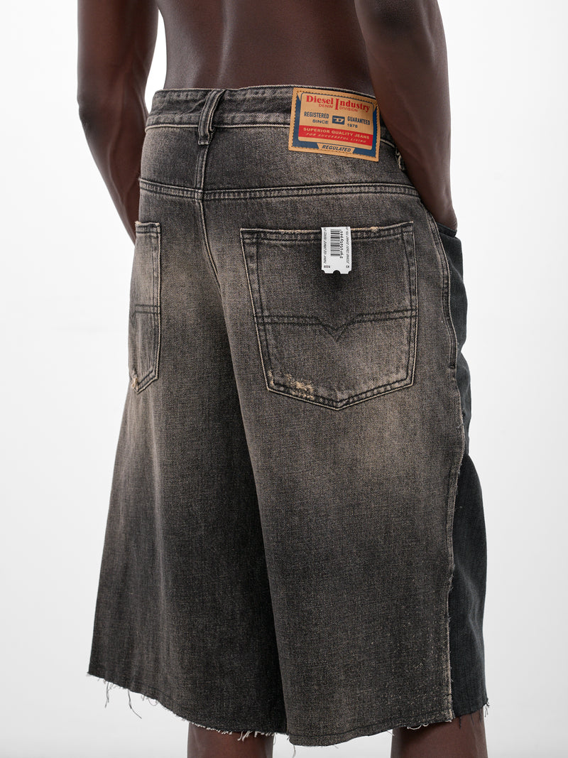 Black Goat Graphic Denim Shorts (PT08DE05USBK-BLACK)