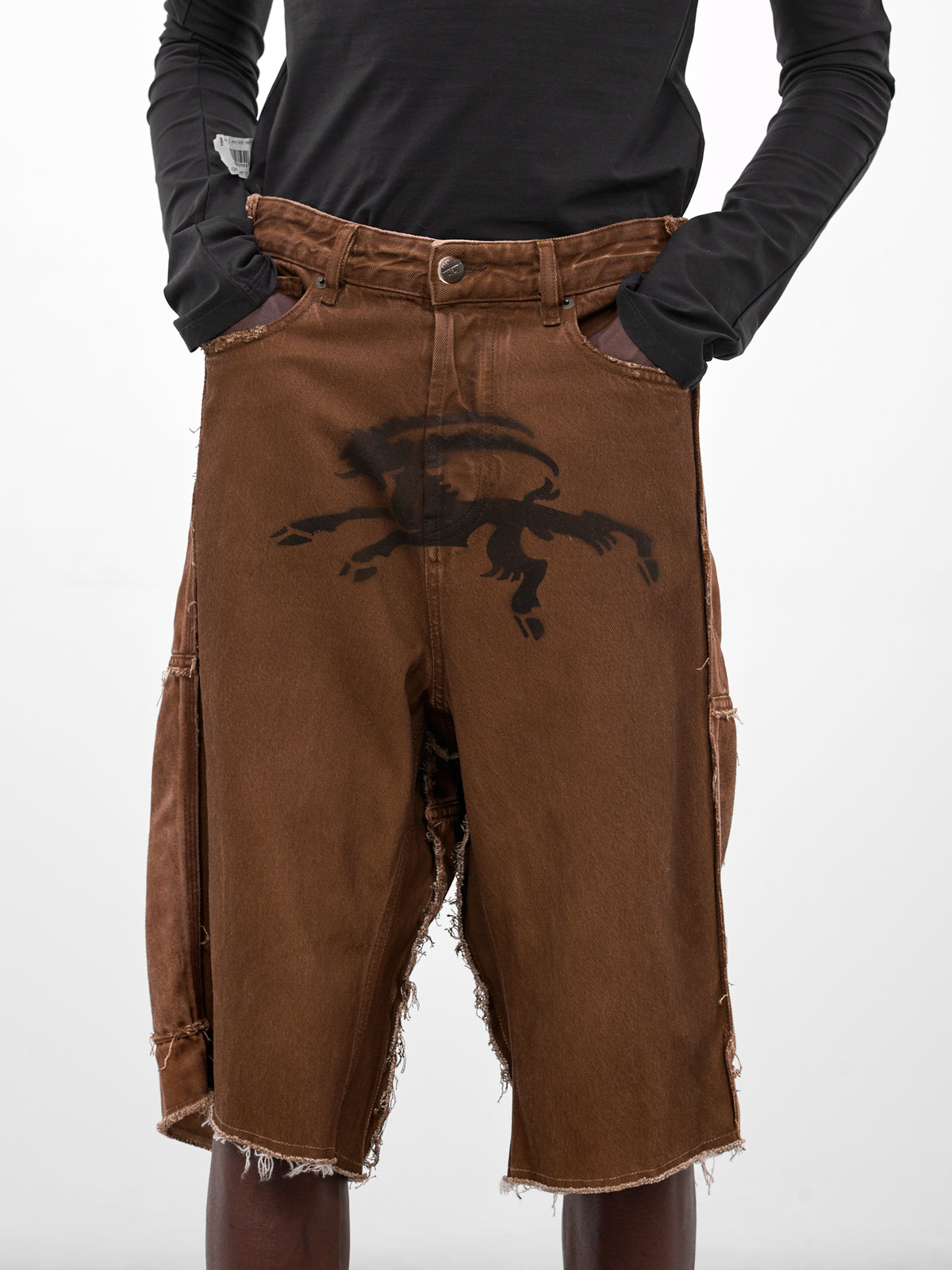 Brown Goat Graphic Denim Shorts (PT08DE06USBN-BROWN)