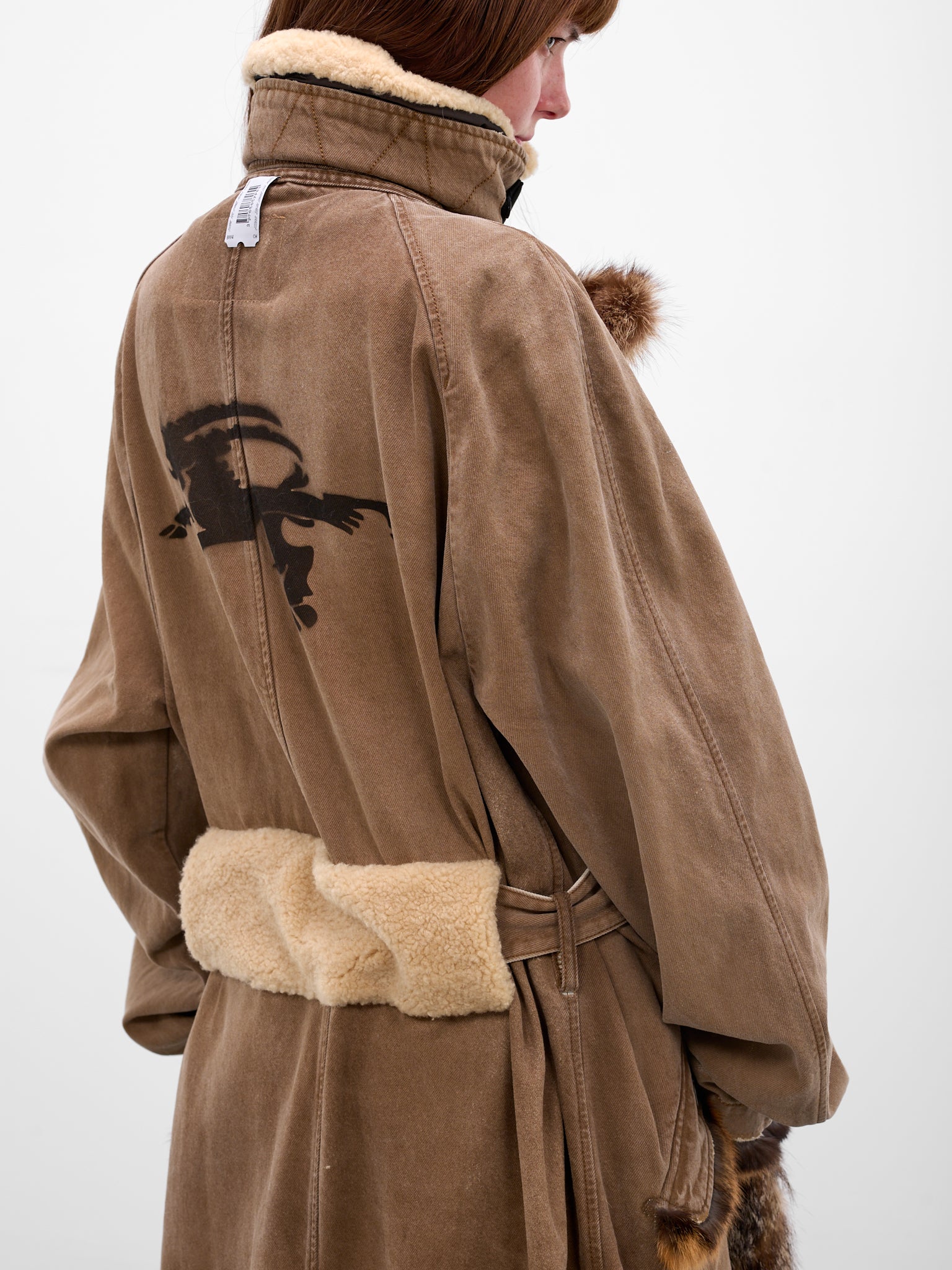 Brown Deconstructed Denim Fur Coat (PT08FUR01USBN-BROWN)