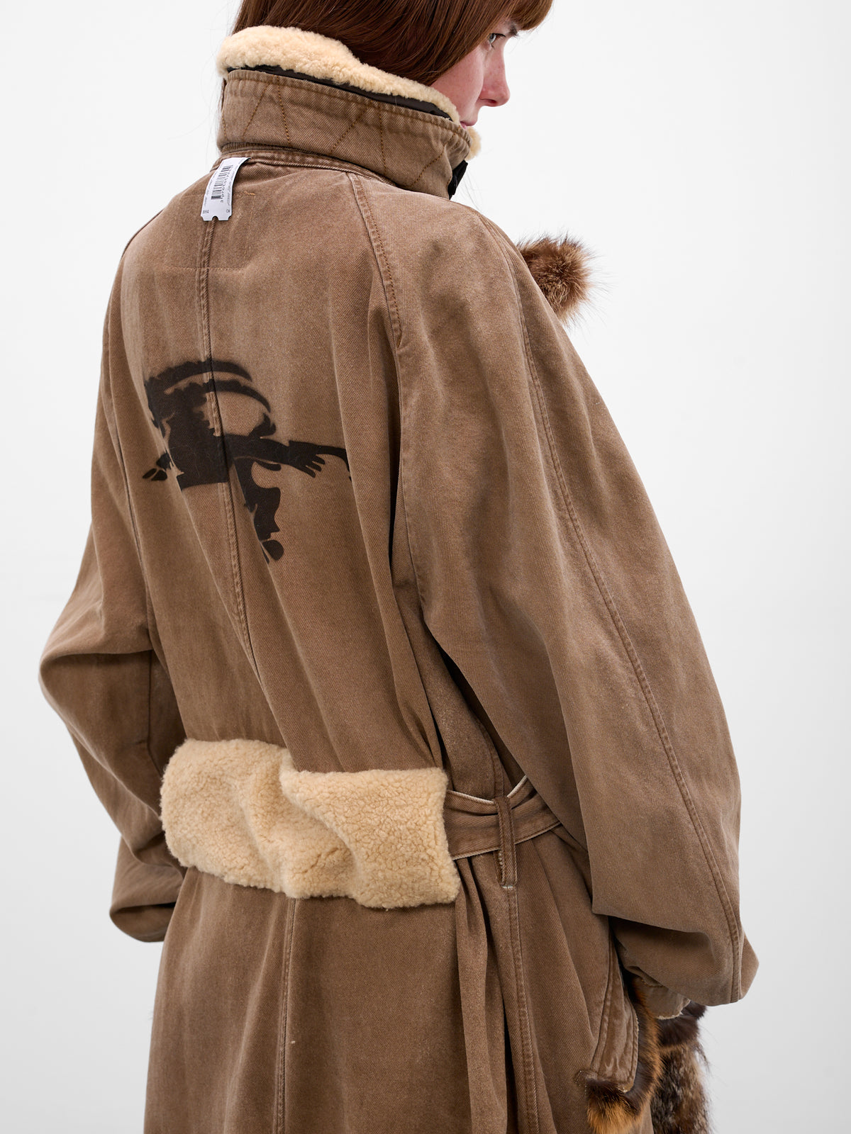 Brown Deconstructed Denim Fur Coat (PT08FUR01USBN-BROWN)