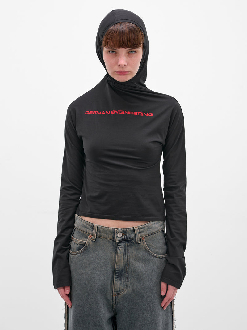 Black Cotton Twisted Graphic Hoodie (PT08JE18USBK-BLACK)