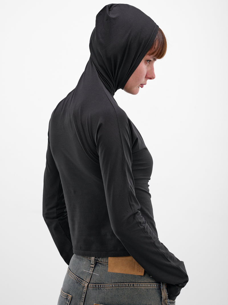 Black Cotton Twisted Graphic Hoodie (PT08JE18USBK-BLACK)