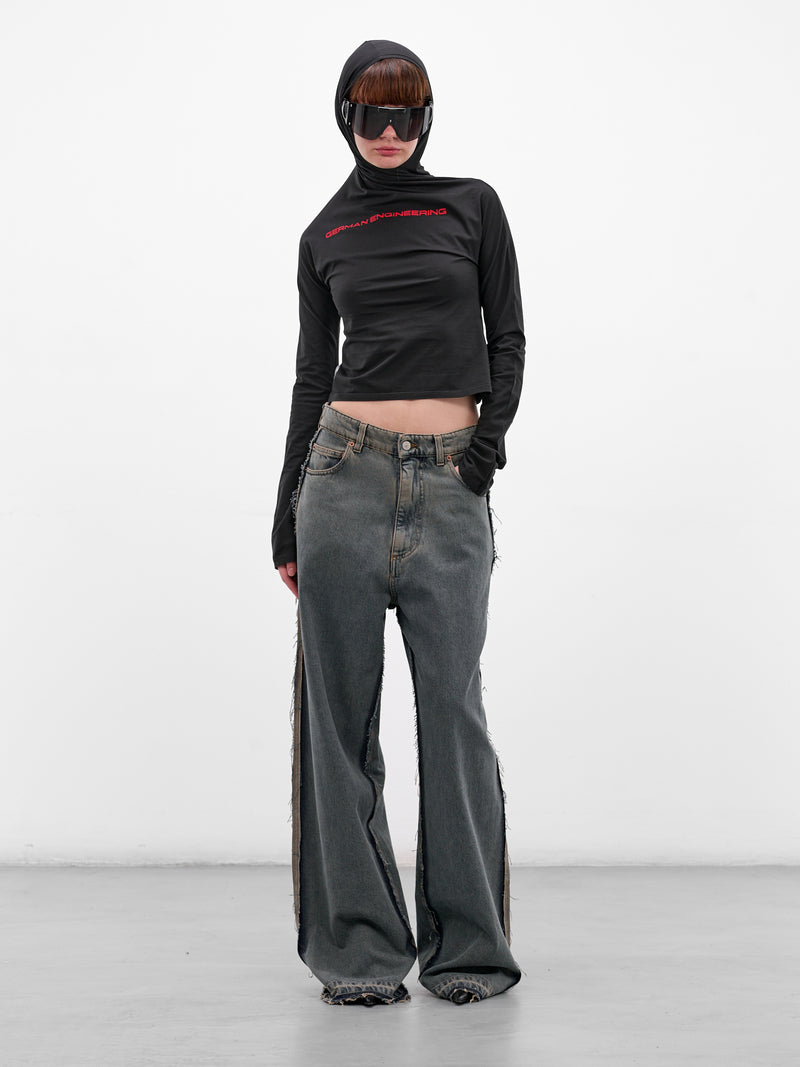 Black Cotton Twisted Graphic Hoodie (PT08JE18USBK-BLACK)