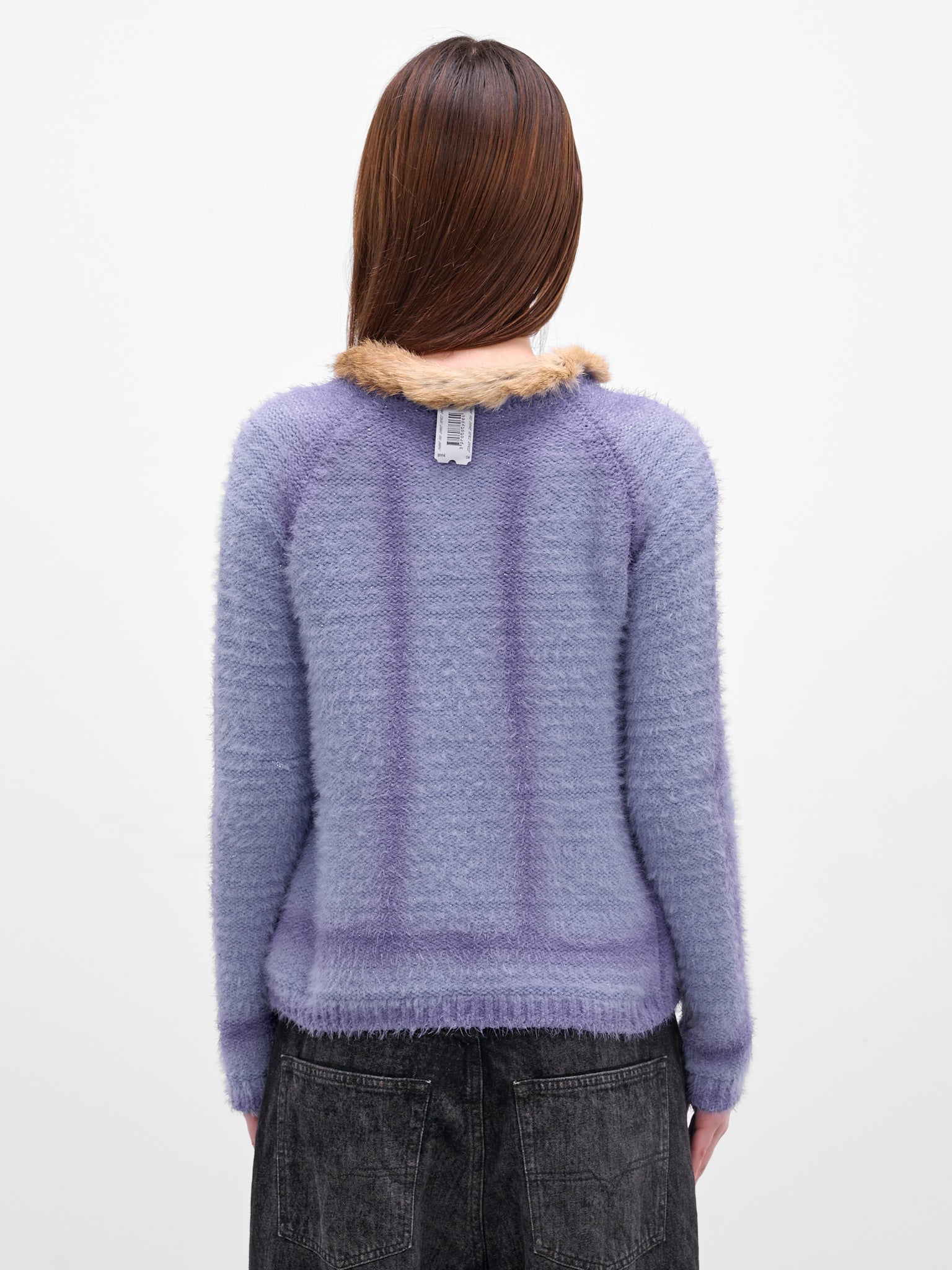 Wool Knit Fur Trim Cardigan (PT08KN08USXX-VIOLET-GREY)