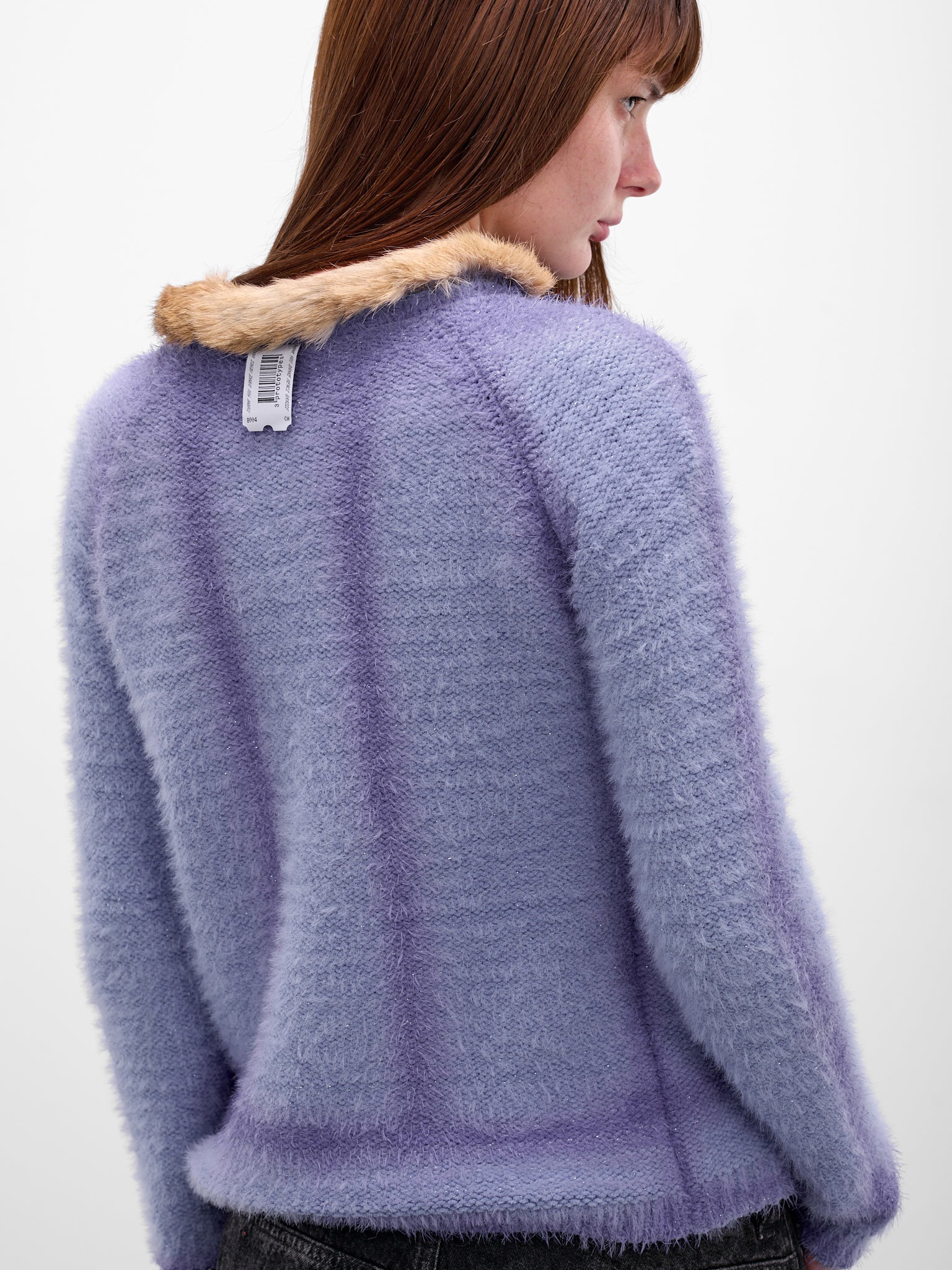 Wool Knit Fur Trim Cardigan (PT08KN08USXX-VIOLET-GREY)