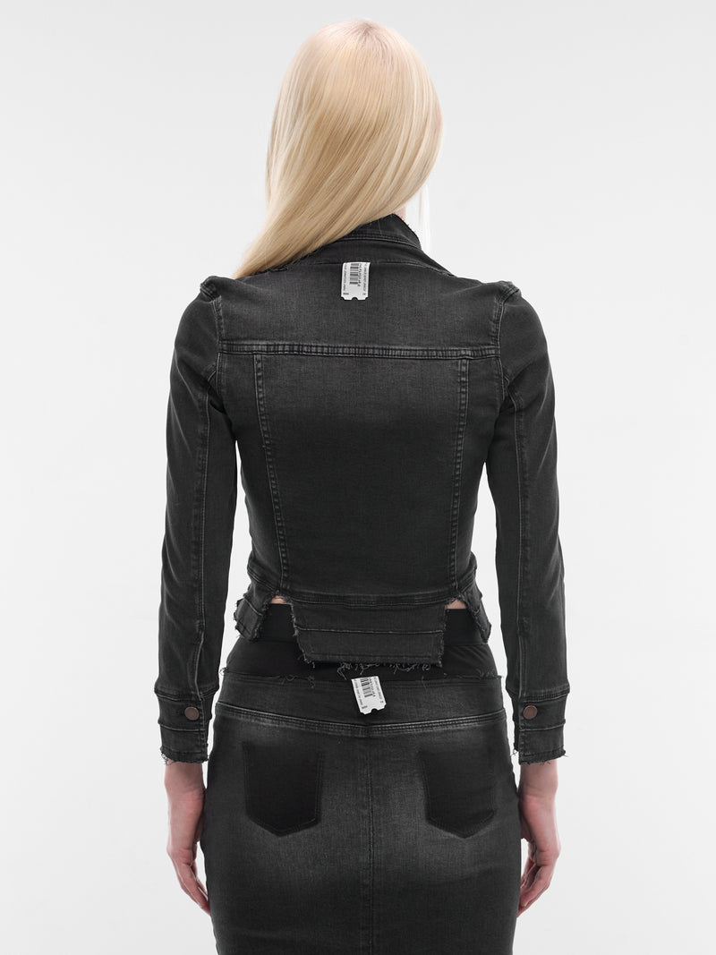 Black Dirndl Stretch Denim Jacket (PT09DE03USBK-BLACK)