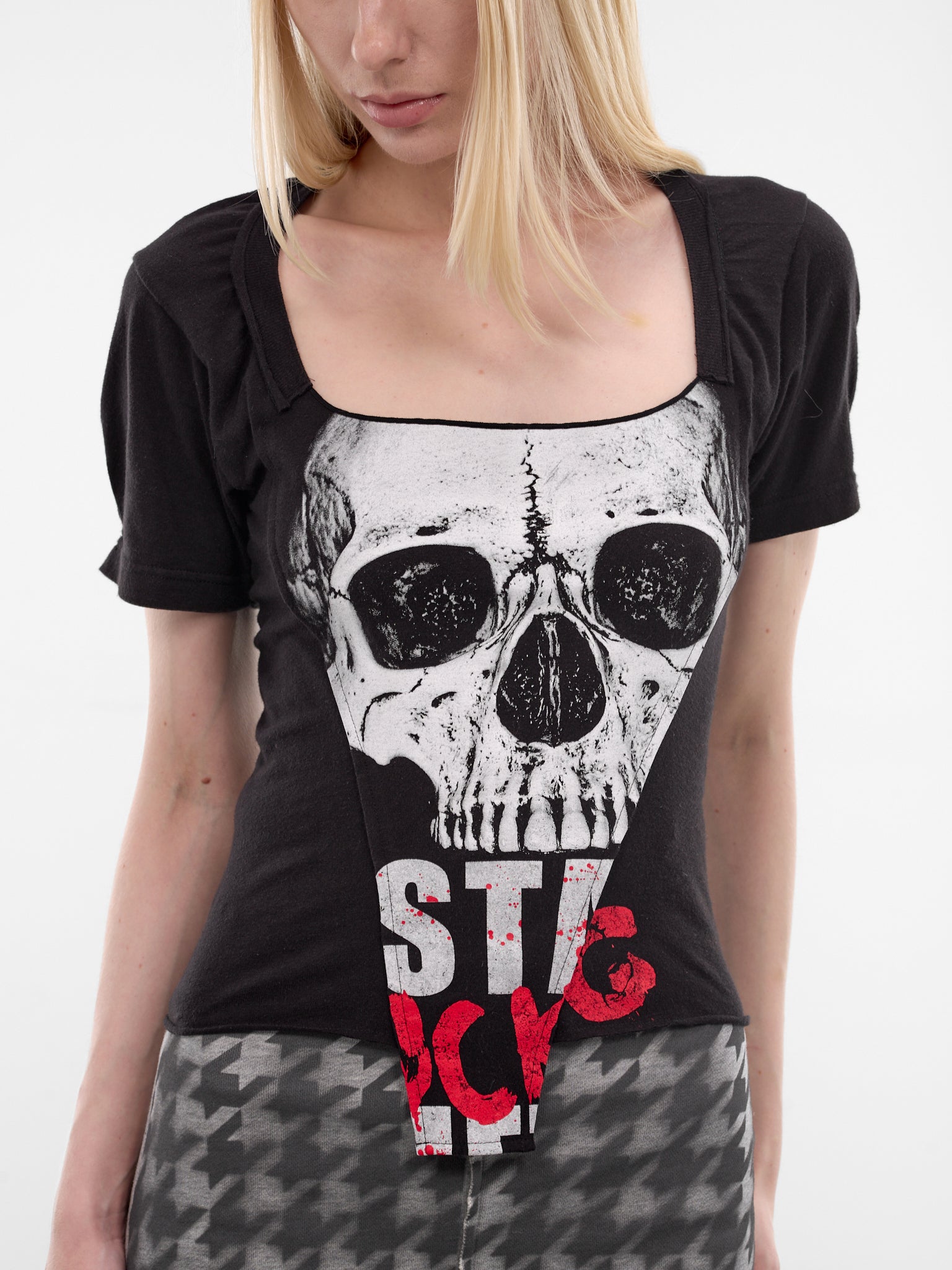 Black Graphic Dirndl Cut-Up Tee (PT09JE05USBK-MULTI)