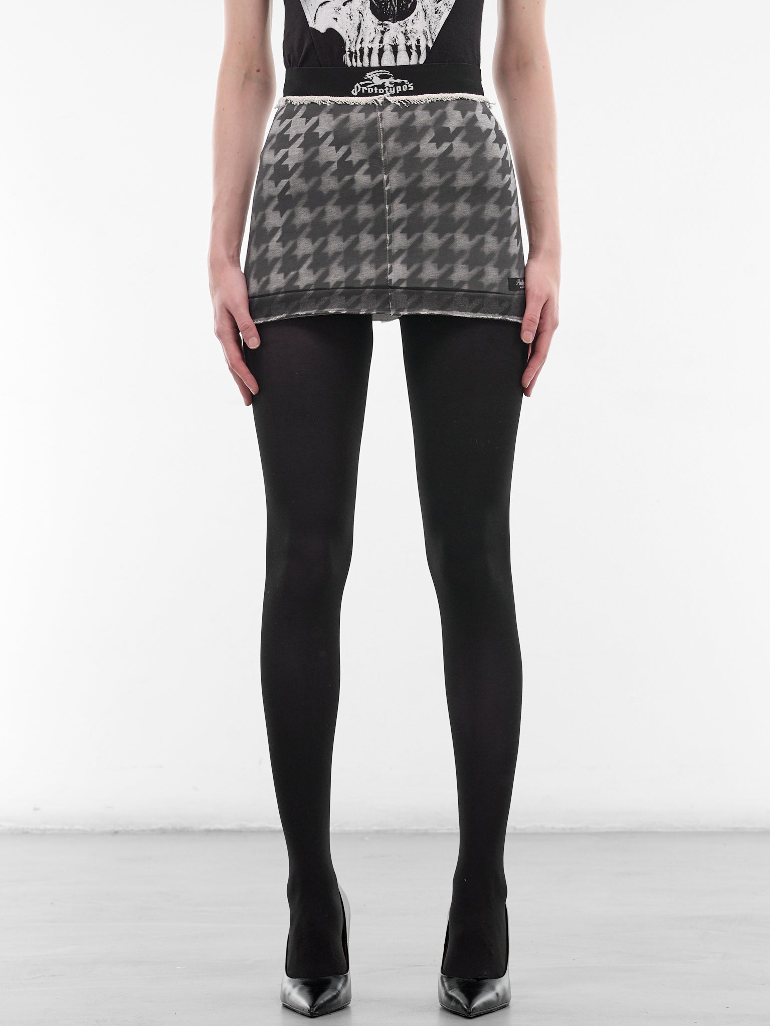 Pied De Poule Mini Skirt (PT09JE23WWGY-GREY)