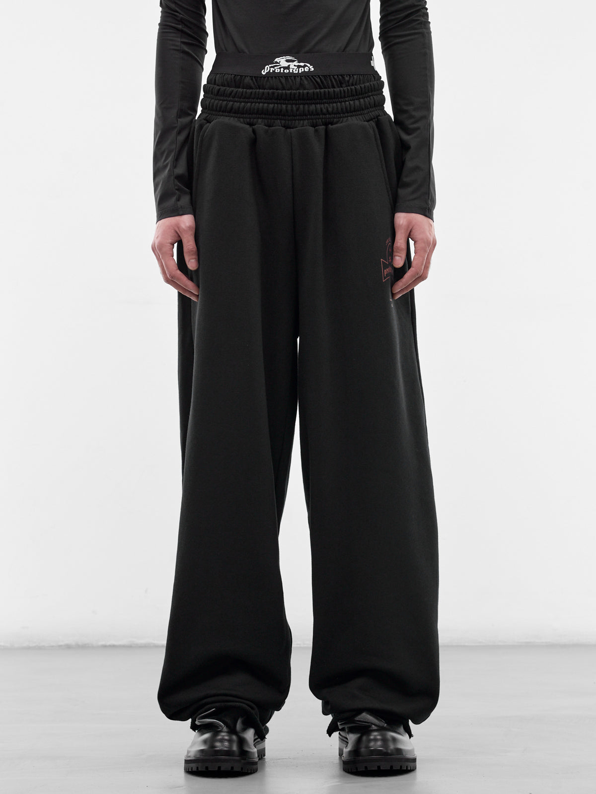 Black Cotton Double Waistband Sweatpants (PT09JE36USBK-BLACK)