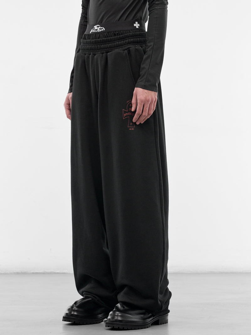 Black Cotton Double Waistband Sweatpants (PT09JE36USBK-BLACK)