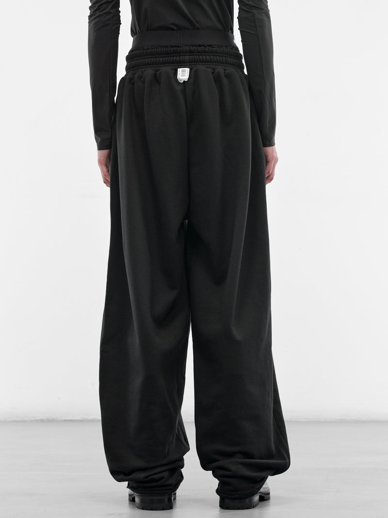Black Cotton Double Waistband Sweatpants (PT09JE36USBK-BLACK)