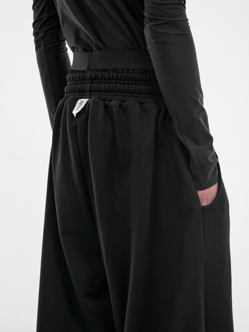 Black Cotton Double Waistband Sweatpants (PT09JE36USBK-BLACK)
