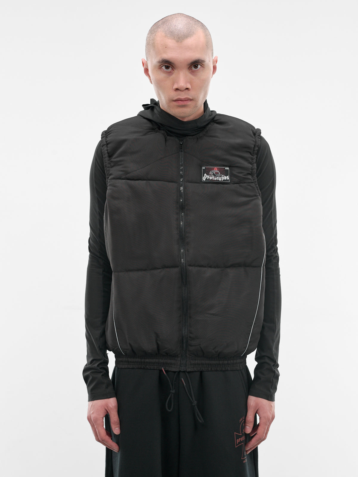 Black Upcycled Track Pants Gilet (PT09OW04USBK-BLACK)