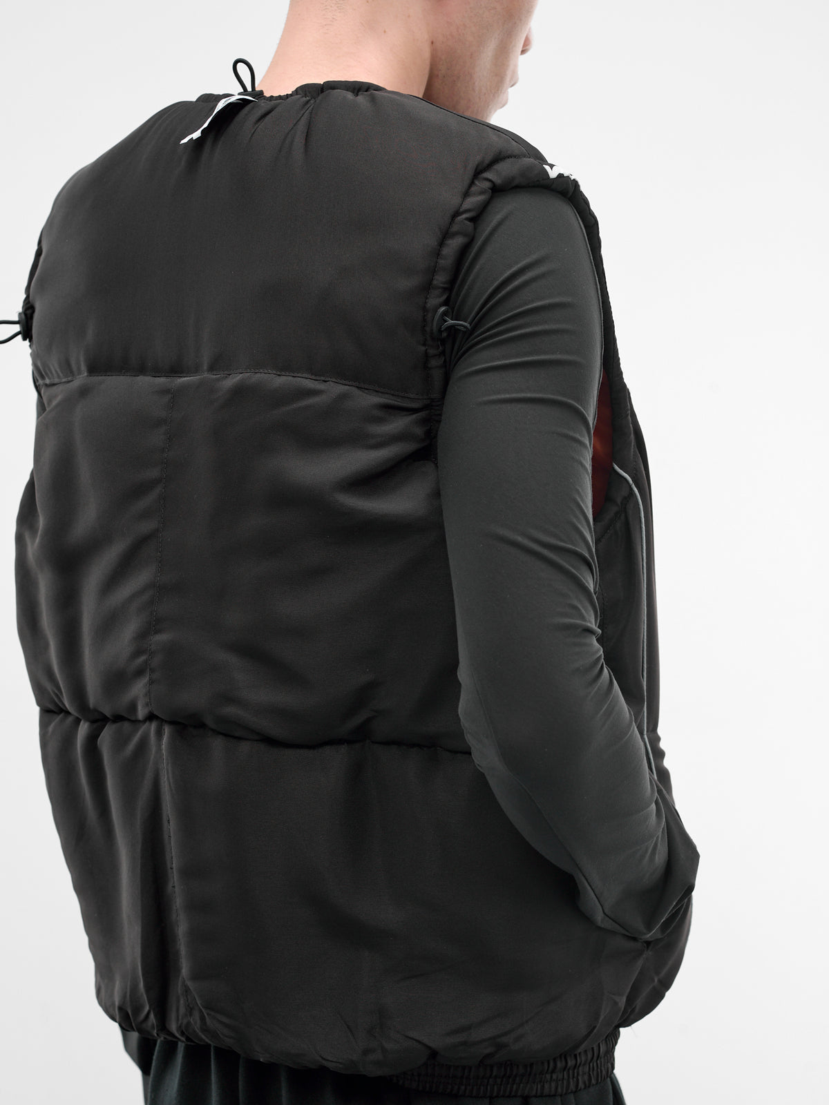 Black Upcycled Track Pants Gilet (PT09OW04USBK-BLACK)