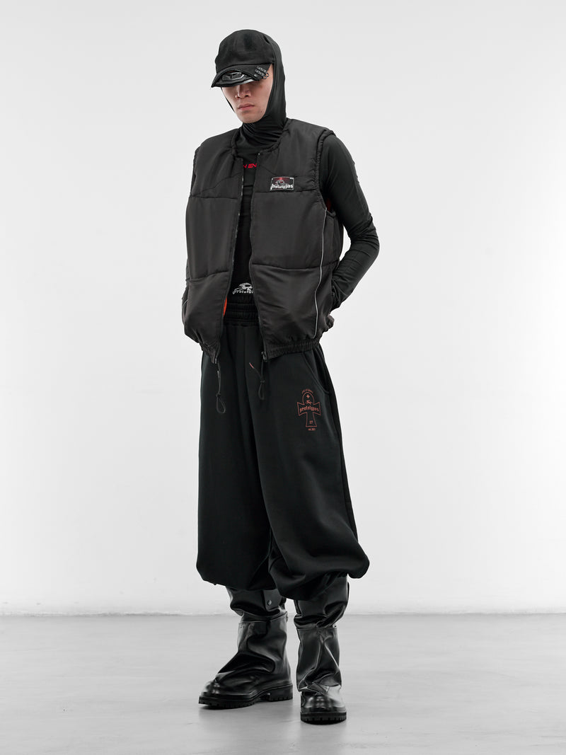 Black Upcycled Track Pants Gilet (PT09OW04USBK-BLACK)