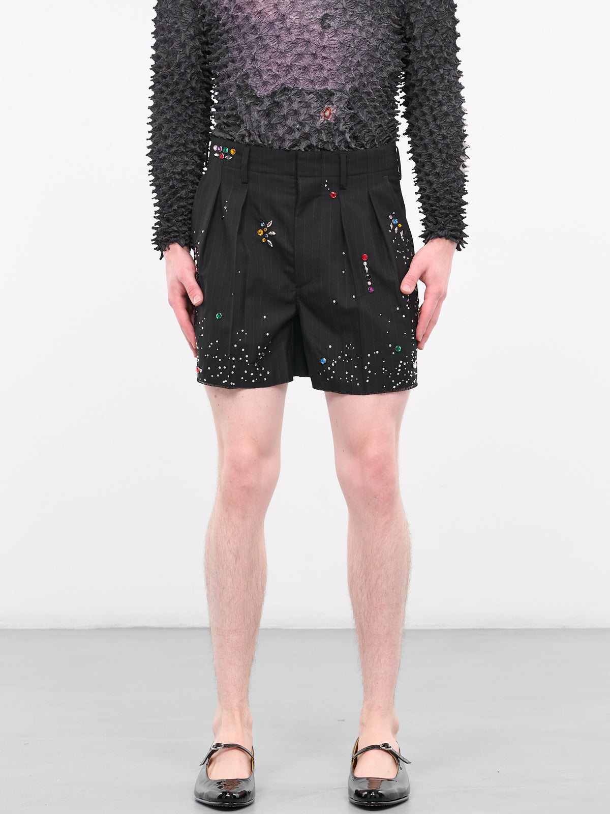 Tailored Embellished Shorts (PT1023-BLACK)