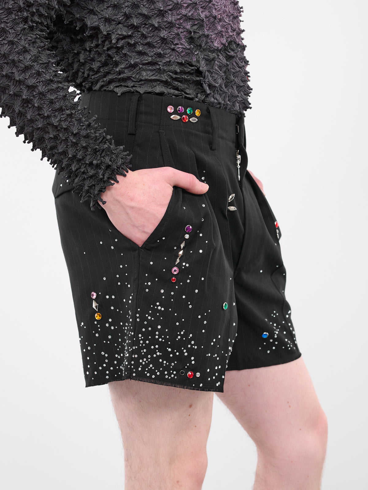 Tailored Embellished Shorts (PT1023-BLACK)