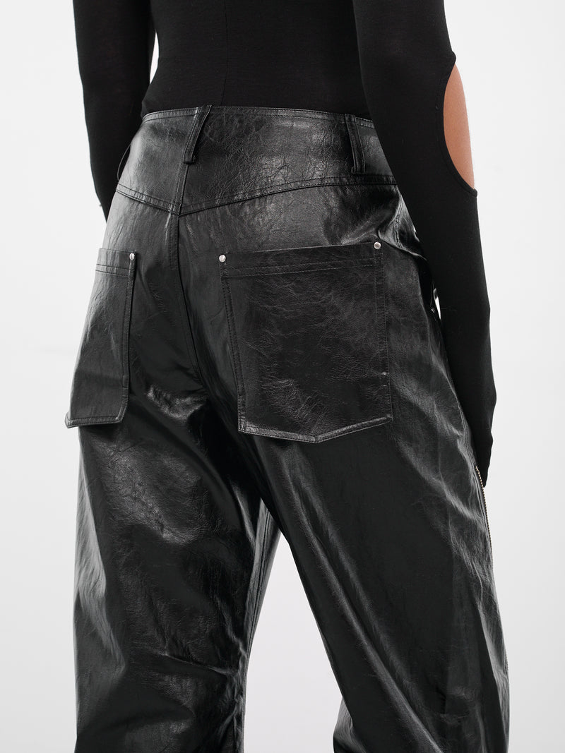 Black Vegan Leather Trousers (PT10R1BL900-BLACK)
