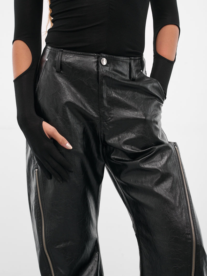 Black Vegan Leather Trousers (PT10R1BL900-BLACK)
