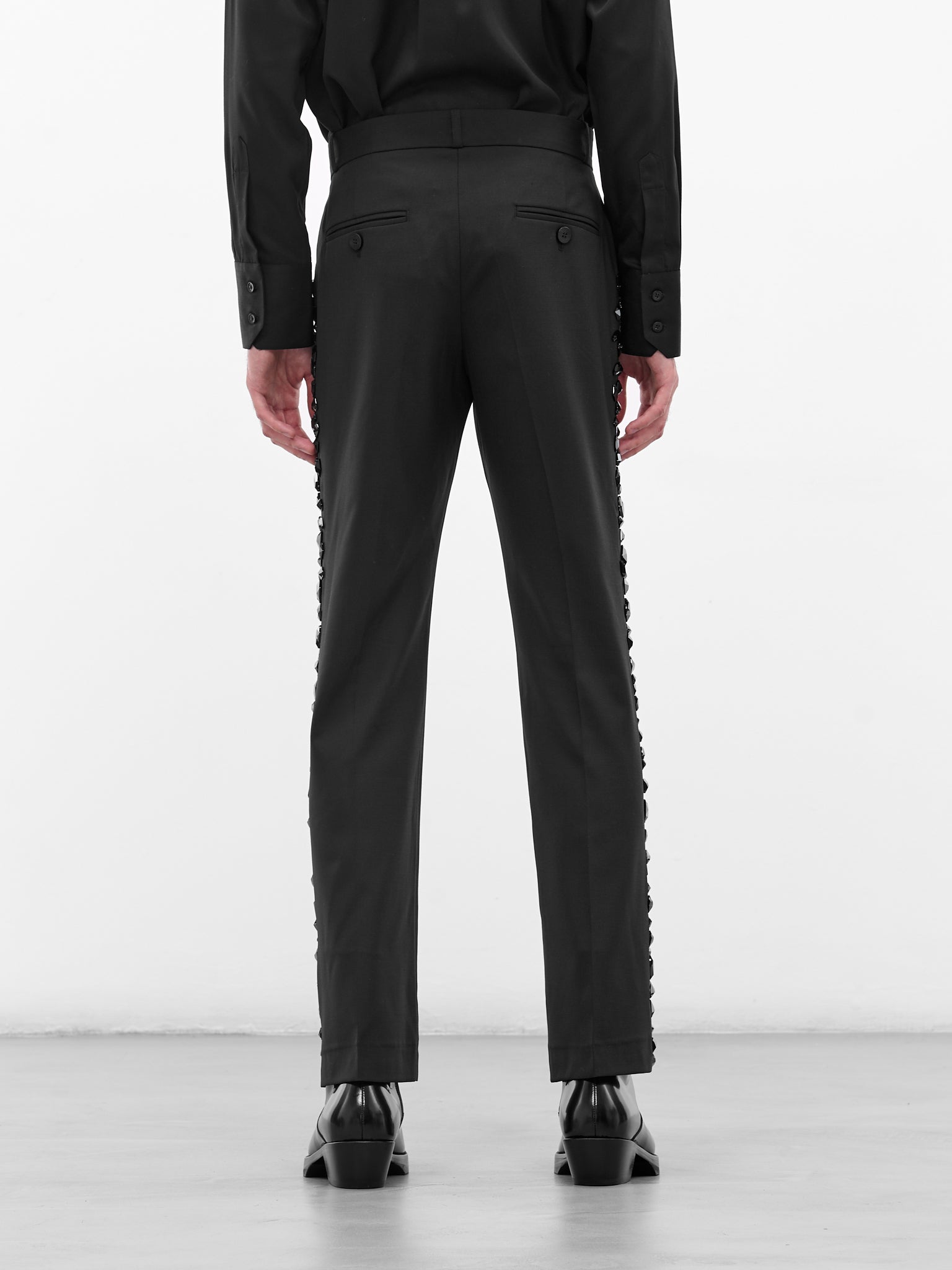 Swarovski Crystal Tailored Flare Trousers (PT14CR-AM44-BLACK-W-SWAROVSKI)