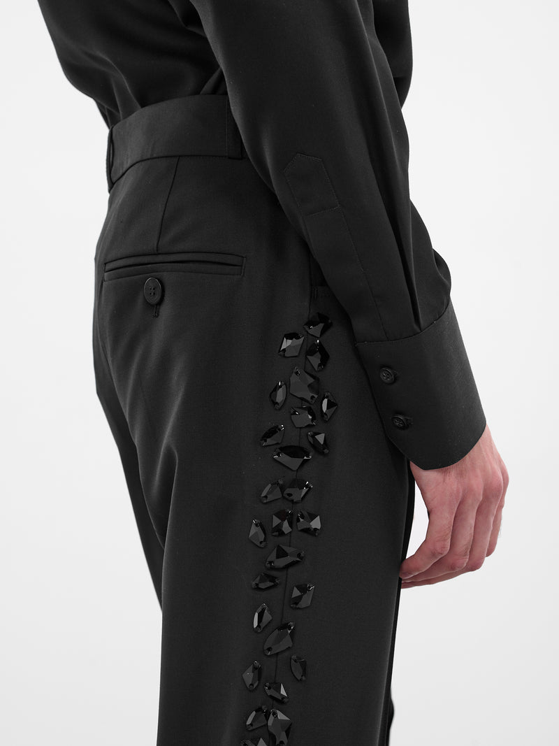 Swarovski Crystal Tailored Flare Trousers (PT14CR-AM44-BLACK-W-SWAROVSKI)