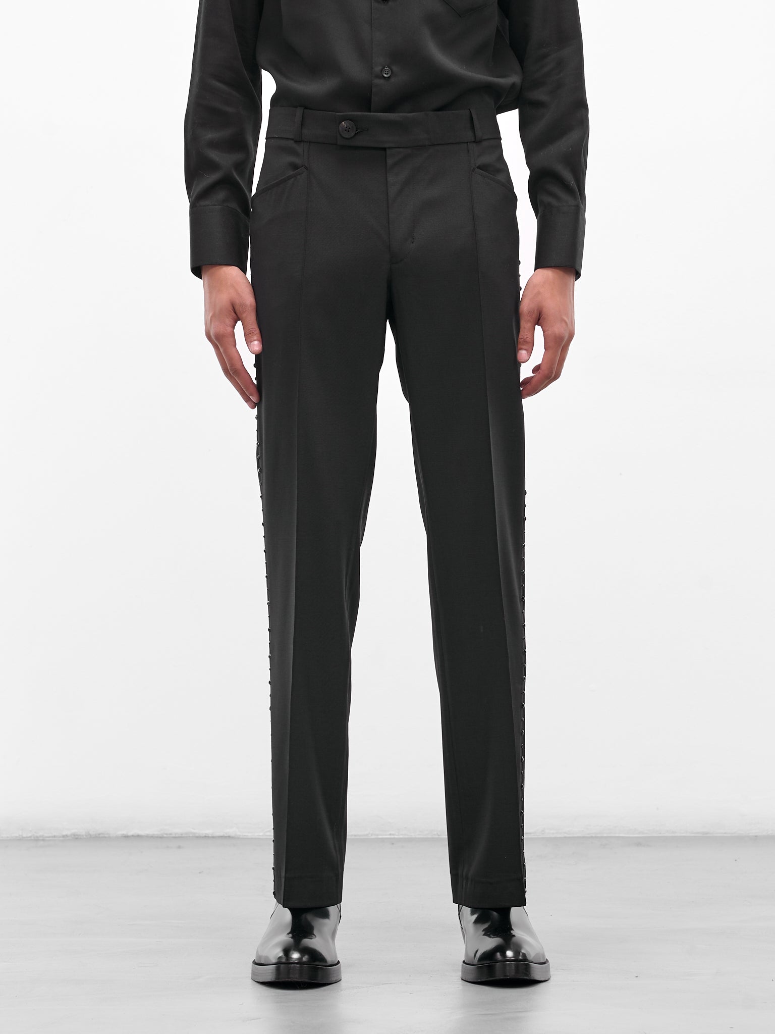 Black Wool Swarovski Flared Trousers (PT14RP-AM42-BLACK-W-SWAROVSKI)