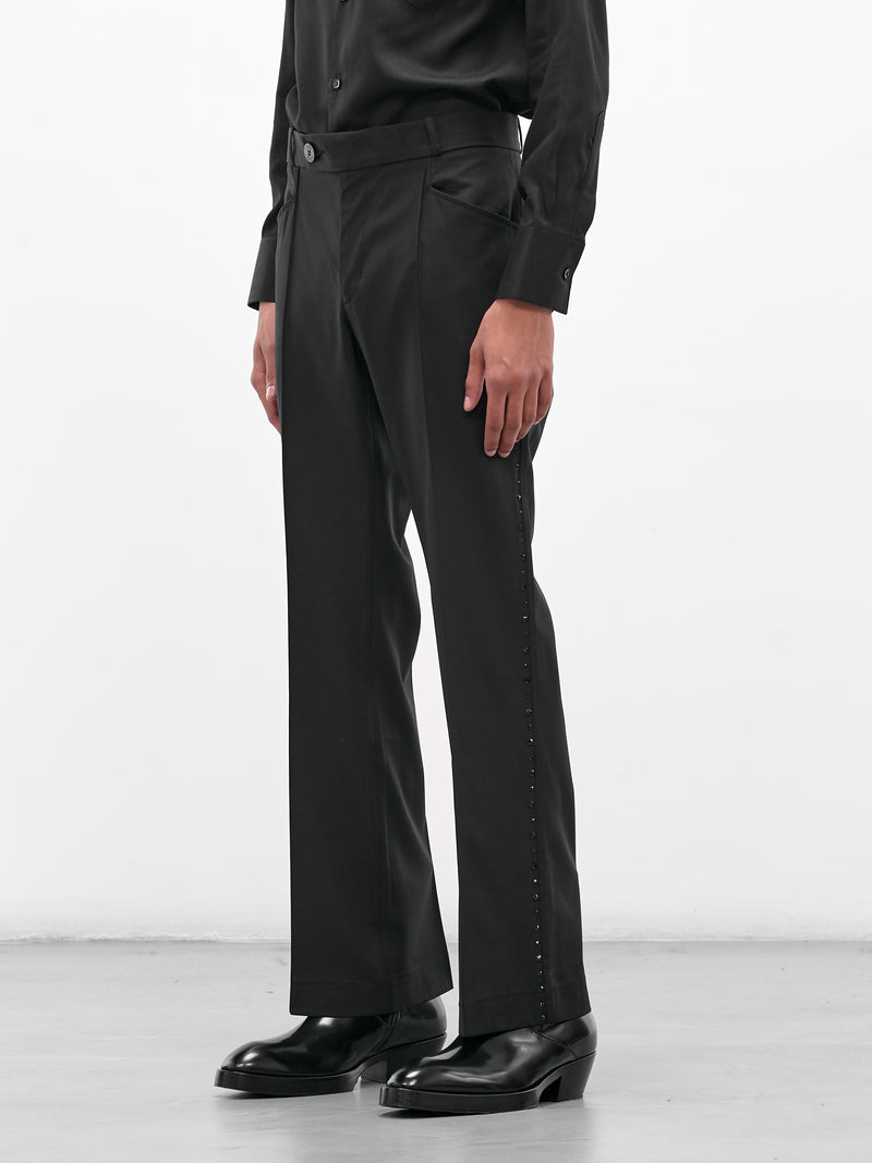 Black Wool Swarovski Flared Trousers (PT14RP-AM42-BLACK-W-SWAROVSKI)