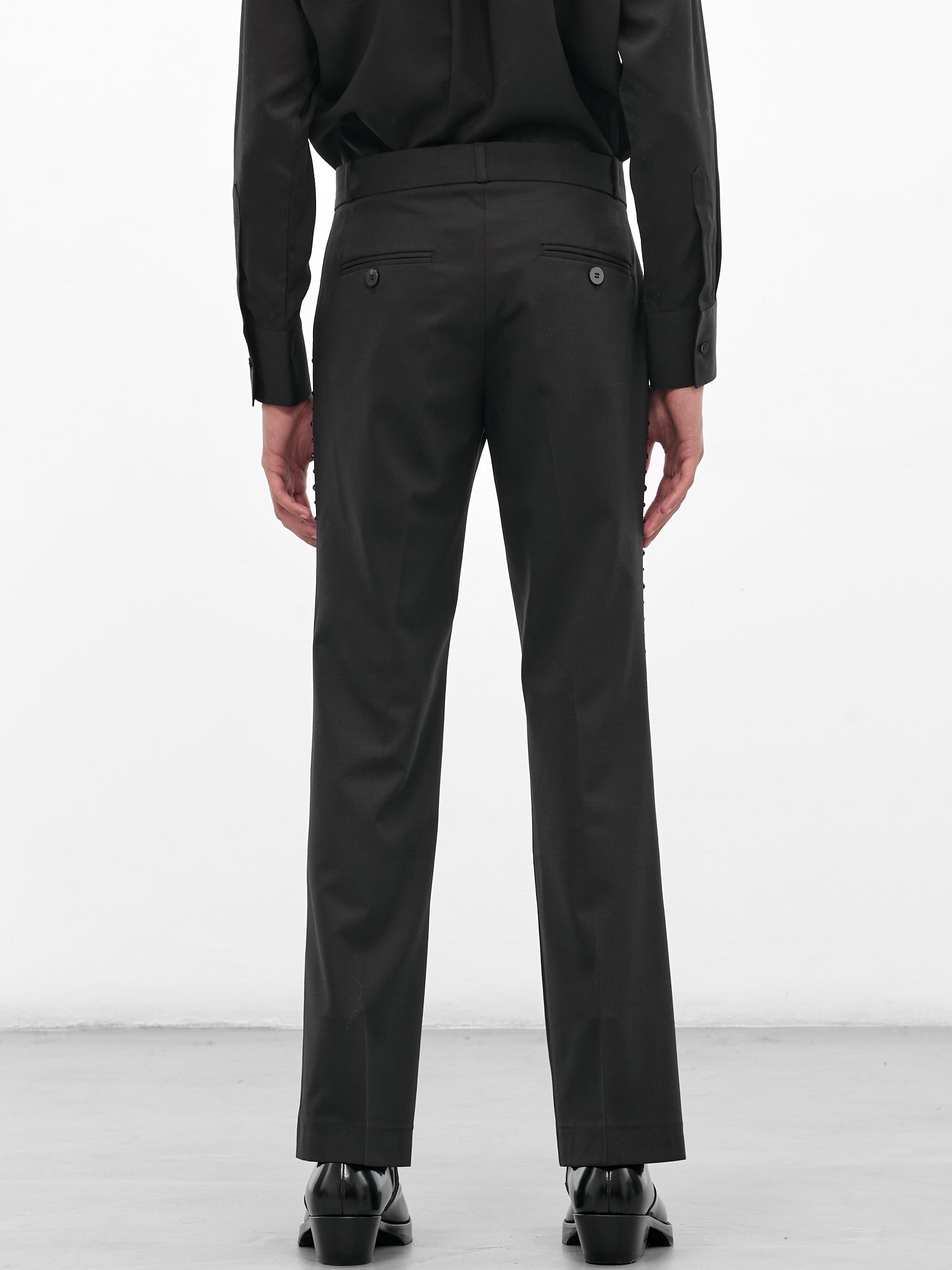 Black Wool Swarovski Flared Trousers (PT14RP-AM42-BLACK-W-SWAROVSKI)