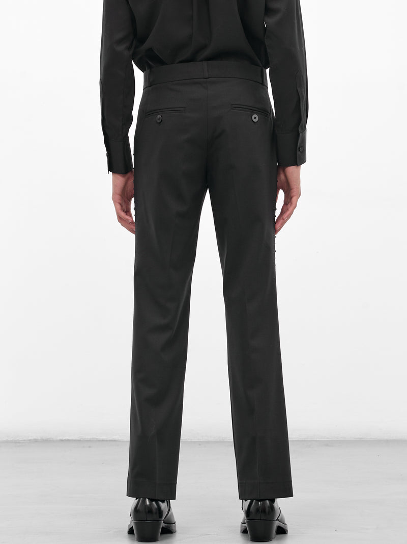Black Wool Swarovski Flared Trousers (PT14RP-AM42-BLACK-W-SWAROVSKI)