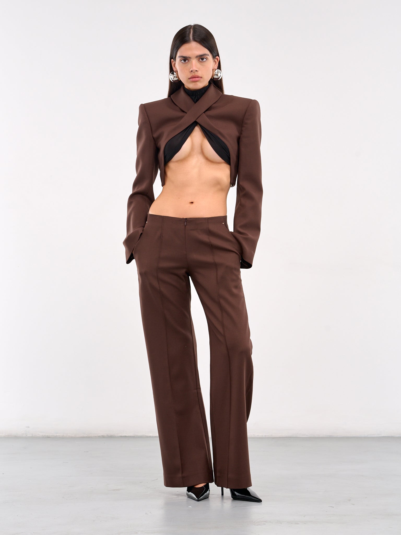Crossed Lapel Blazer (BZ07W1PU790-MAROON)
