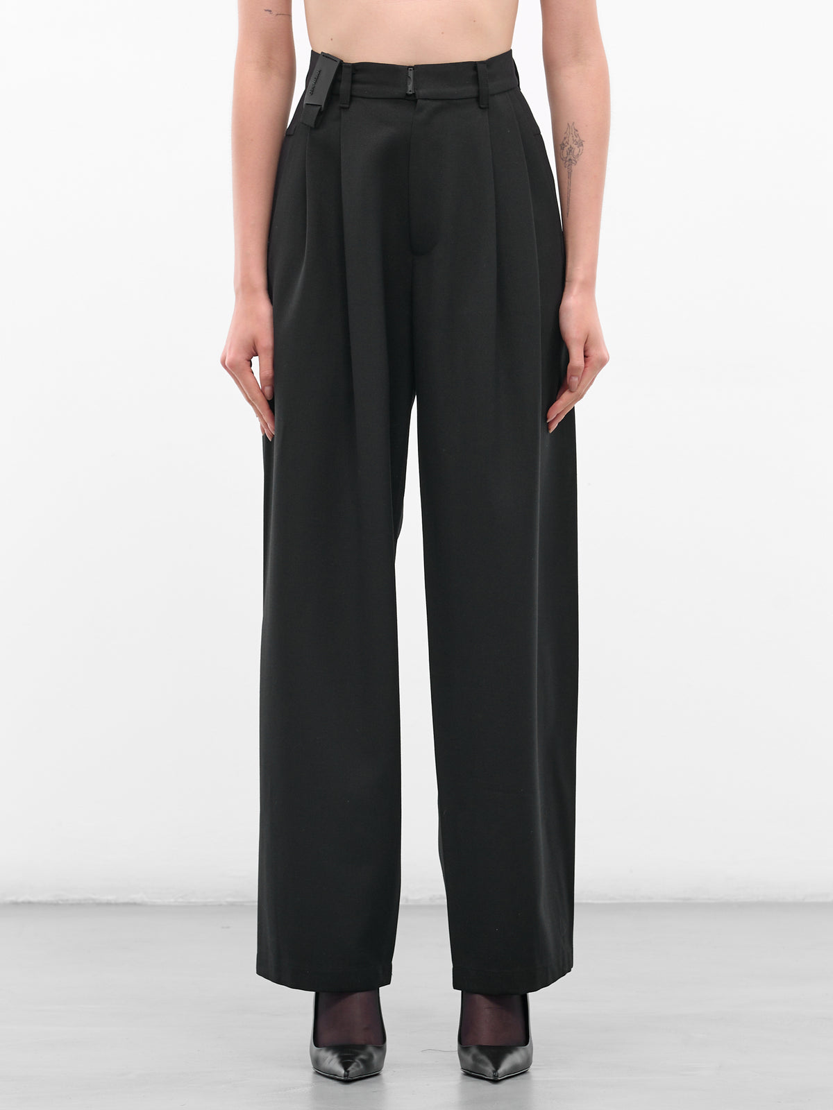 Black Wool Wide Leg Trousers (PT1K-BLACK)