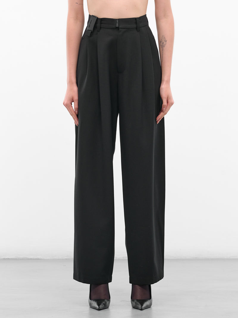 Black Wool Wide Leg Trousers (PT1K-BLACK)