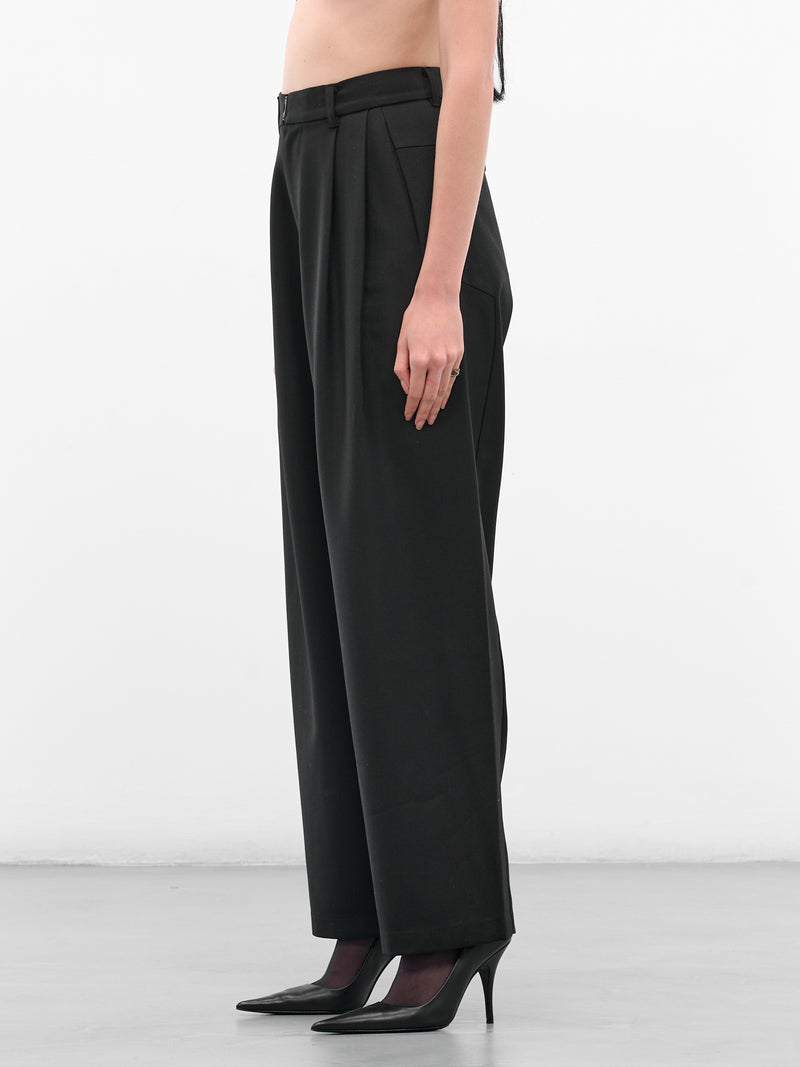 Black Wool Wide Leg Trousers (PT1K-BLACK)