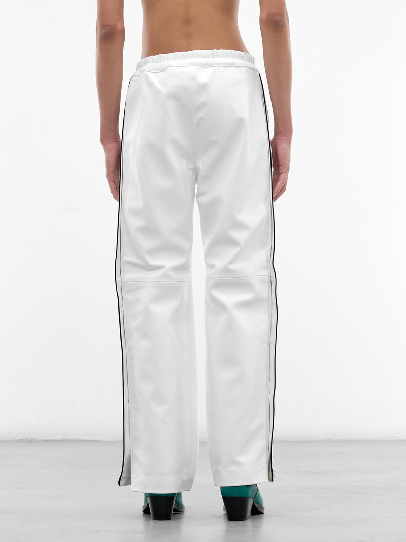 White Leather & Wool Warm-Up Pants (PT37L-LE63-WHITE-CHECK)