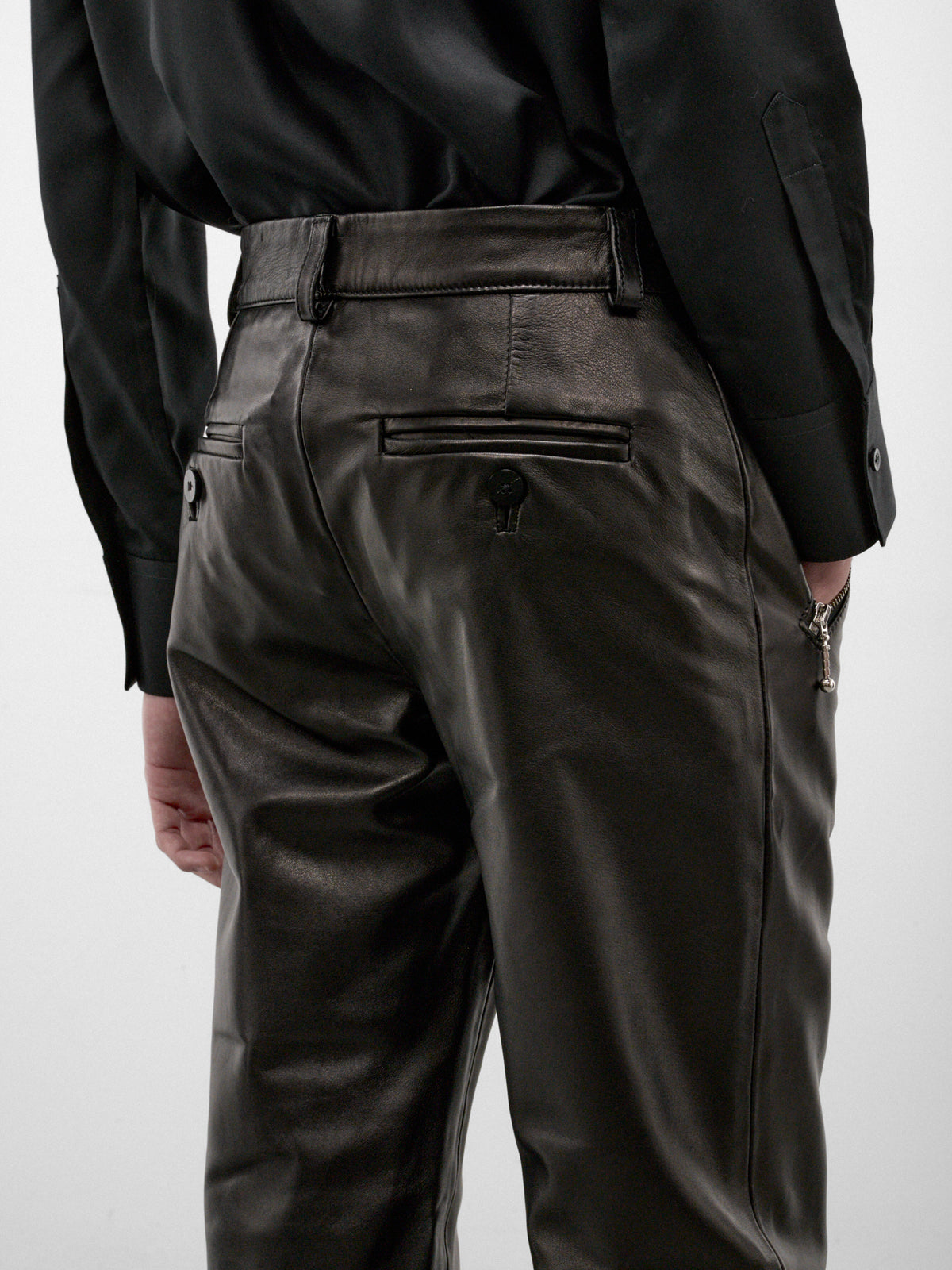 Black Lamb Leather Slim Trousers (PT44L-BLACK-LEATHER)