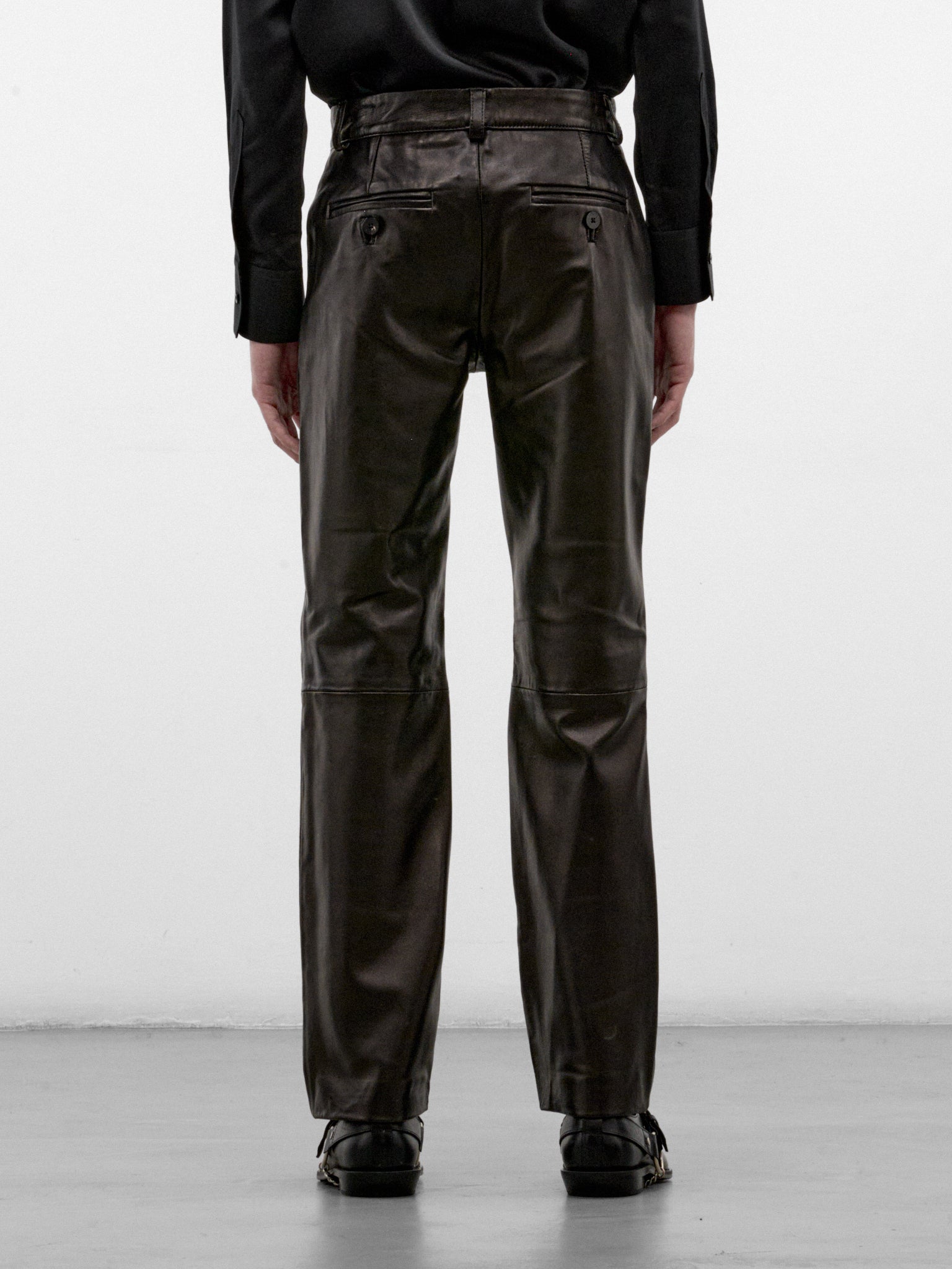 Black Lamb Leather Slim Trousers (PT44L-BLACK-LEATHER)