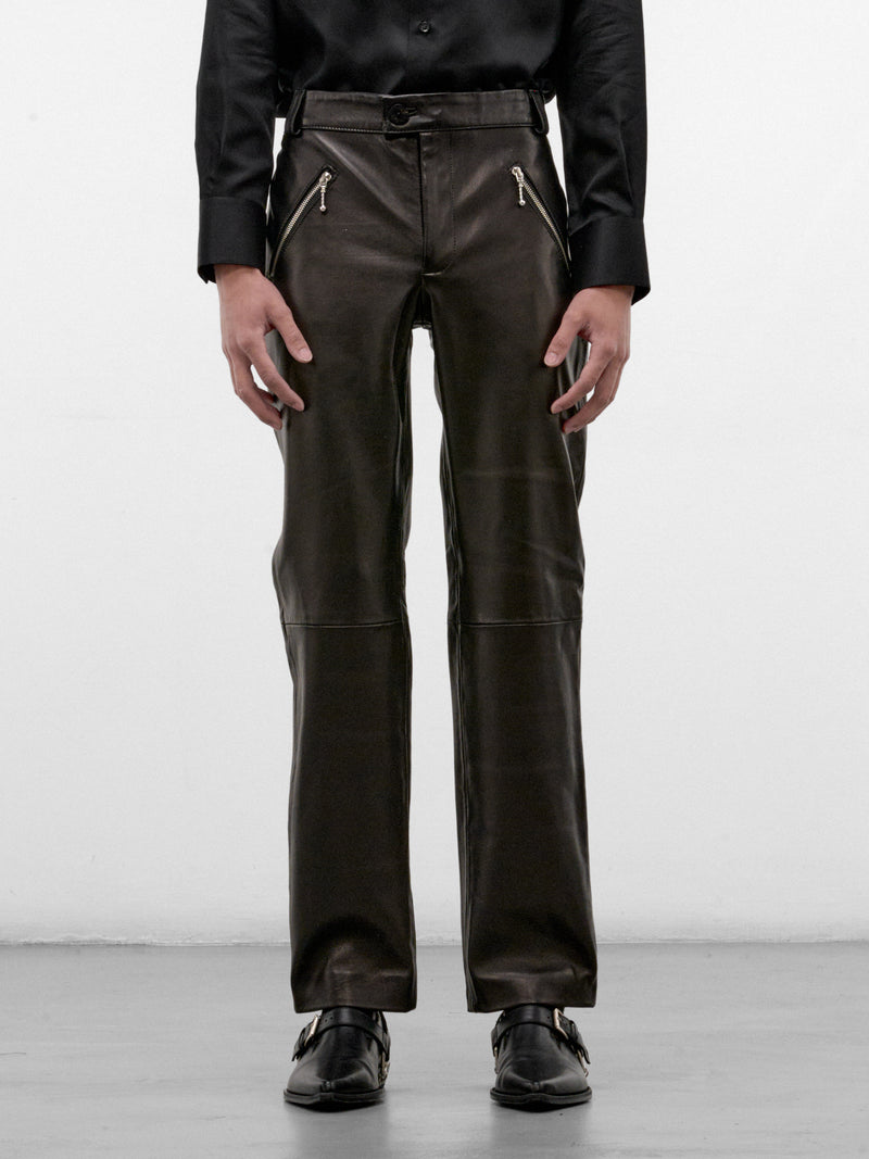 Black Lamb Leather Slim Trousers (PT44L-BLACK-LEATHER)