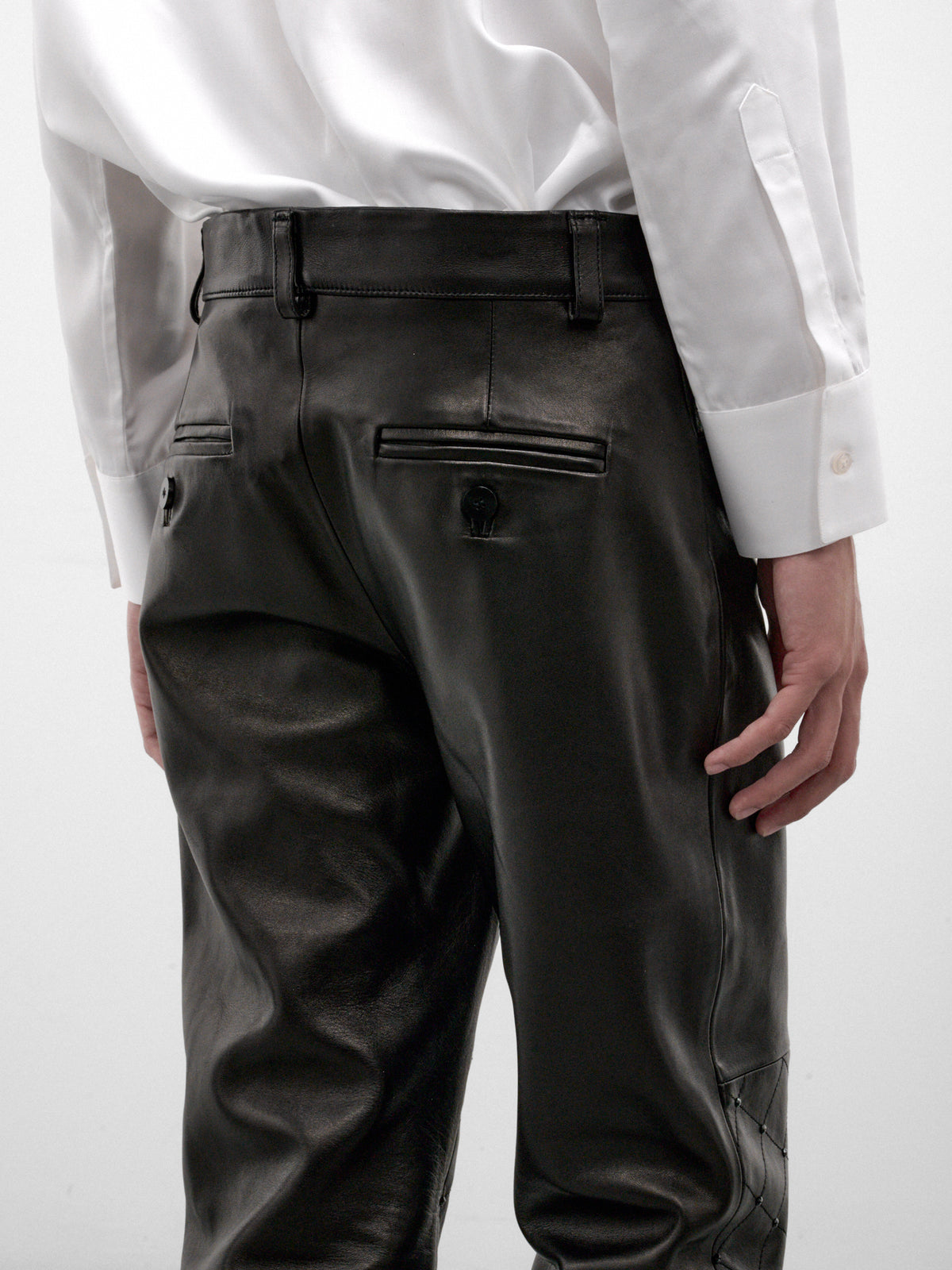Black Swarovski-Embellished Leather Trousers (PT45LS-BLACK-SWAROVKSI-CRYSTAL)