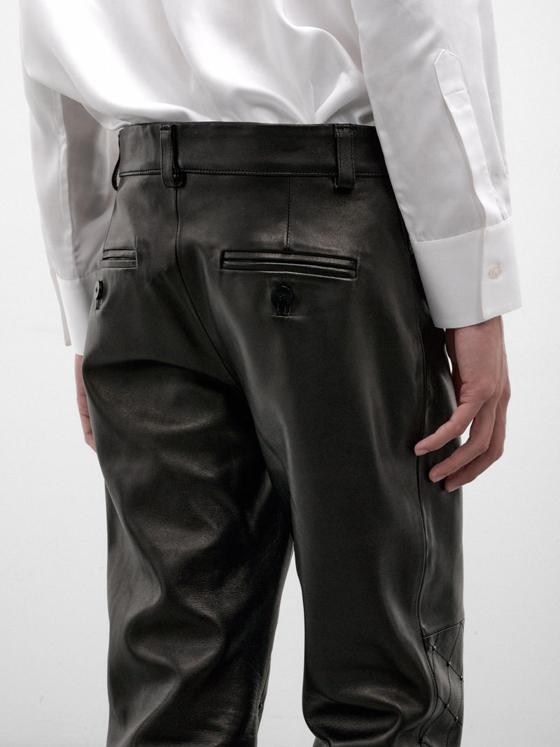 Black Swarovski-Embellished Leather Trousers (PT45LS-BLACK-SWAROVKSI-CRYSTAL)