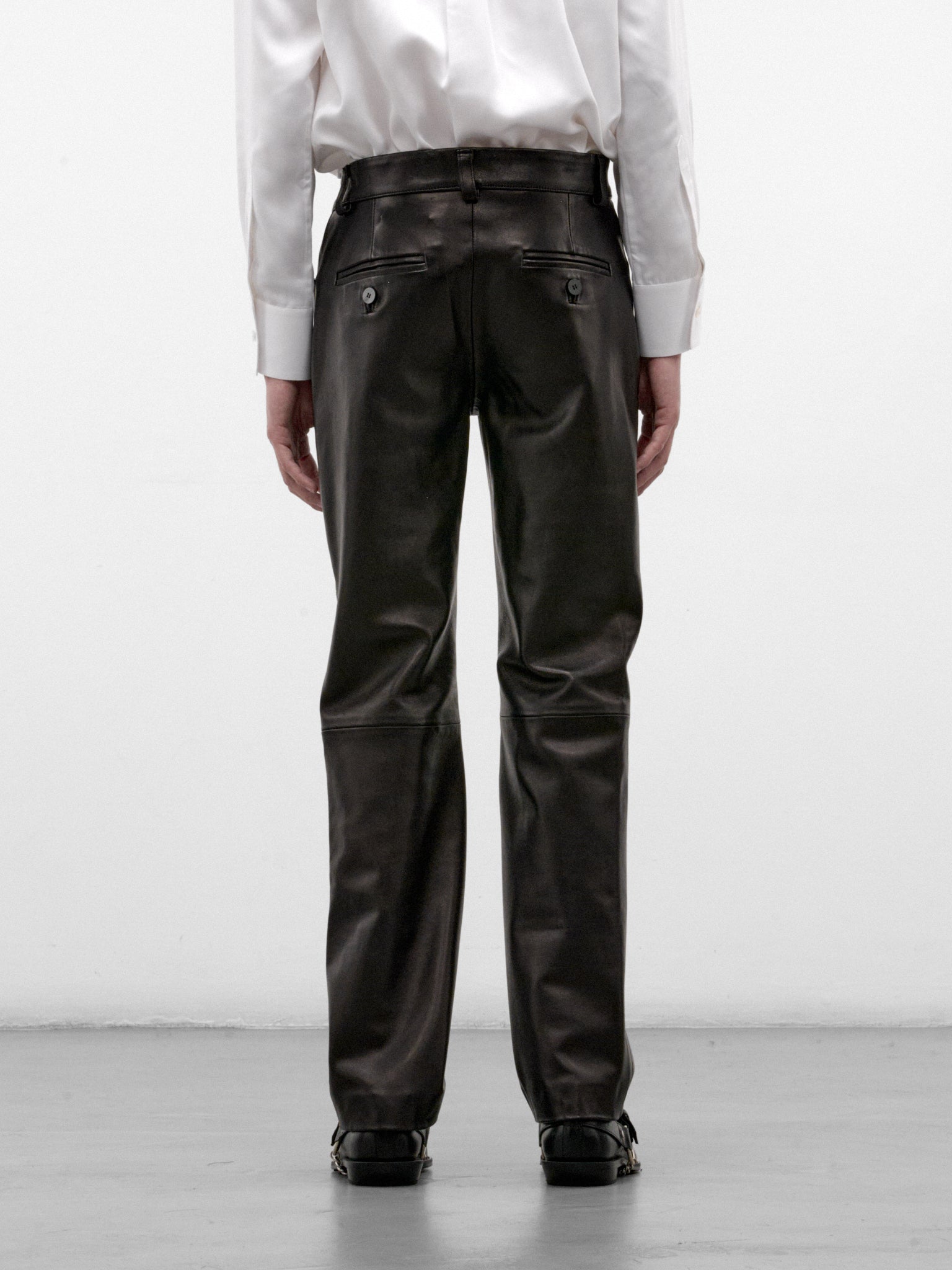 Black Swarovski-Embellished Leather Trousers (PT45LS-BLACK-SWAROVKSI-CRYSTAL)