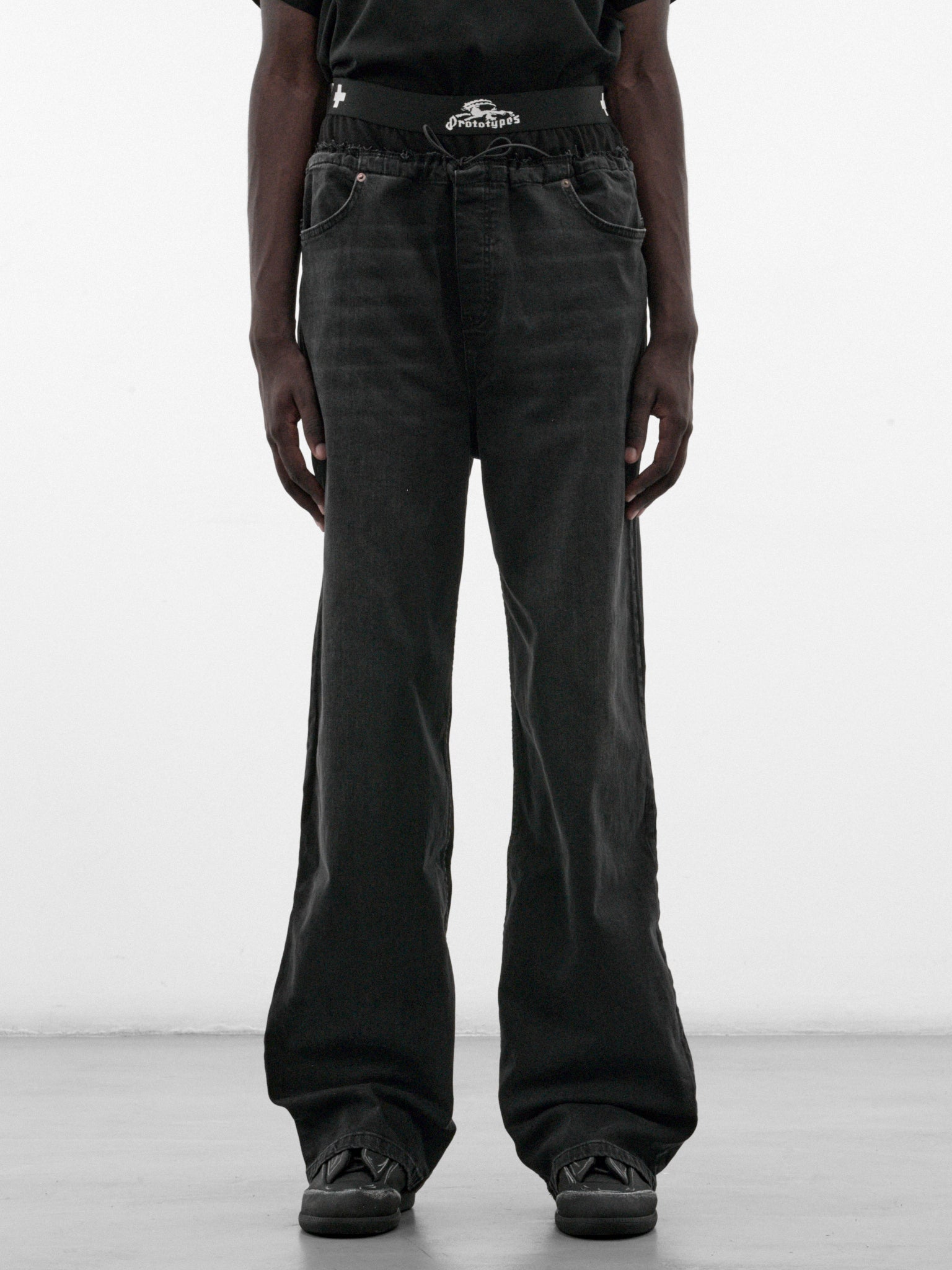 Black Denim Deconstructed Waist Jeans (PT99PA10USBK-BLACK)