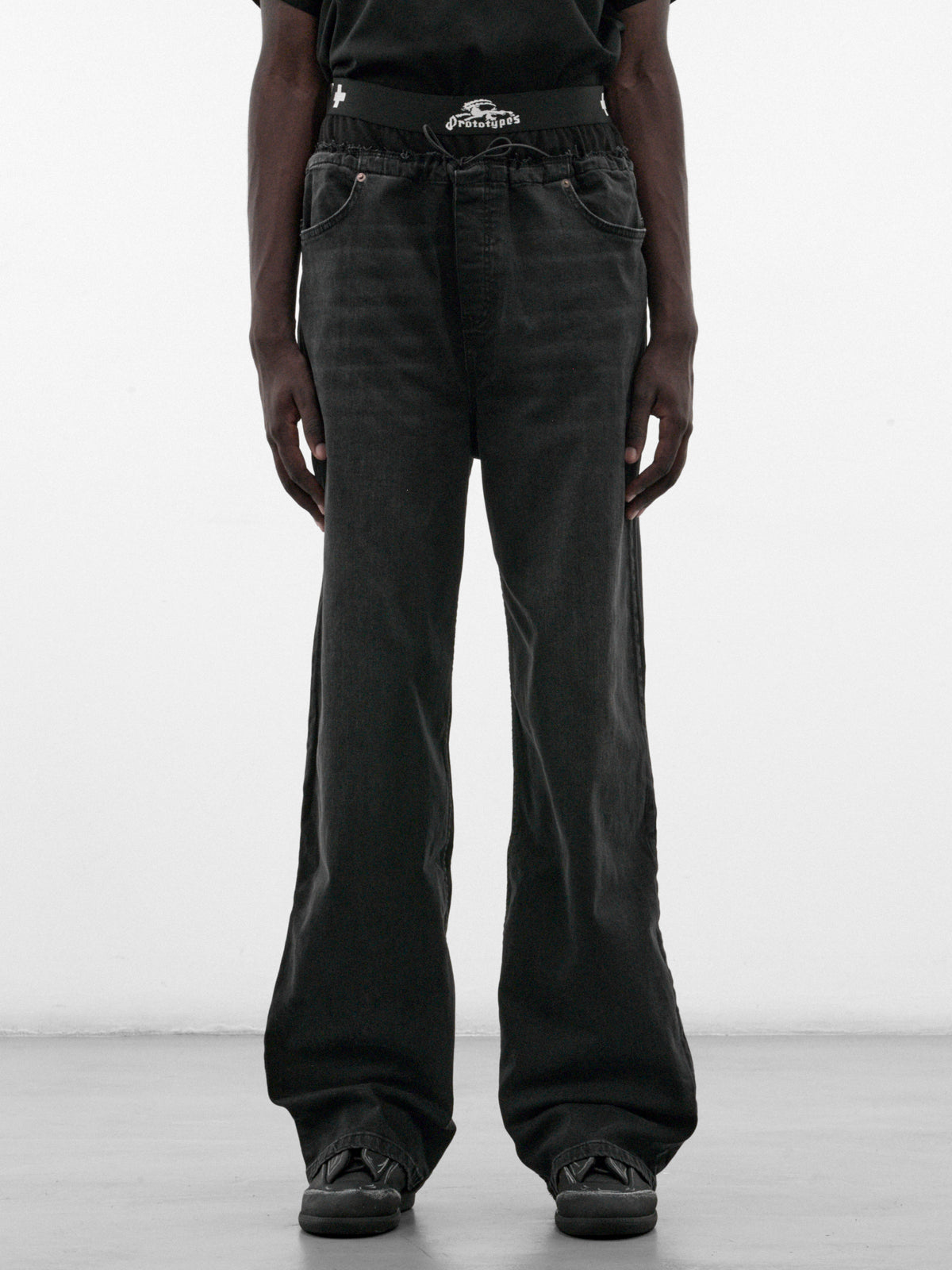 Black Denim Deconstructed Waist Jeans (PT99PA10USBK-BLACK)